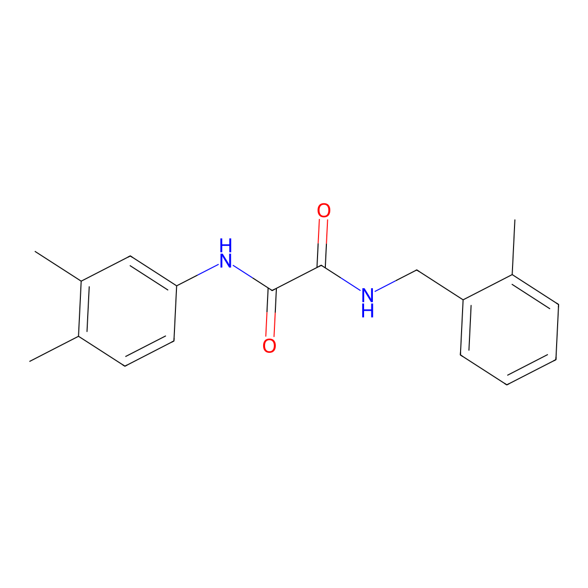 N'-(3,4-dimethylphenyl)-N-[(2-methylphenyl)methyl]oxamide molecular structure, CAS 591212-00-9