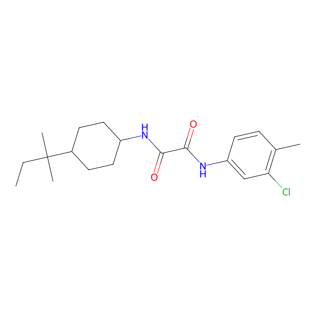 N'-(3-chloro-4-methylphenyl)-N-[4-(2-methylbutan-2-yl)cyclohexyl]oxamide molecular structure, CAS 591212-01-0