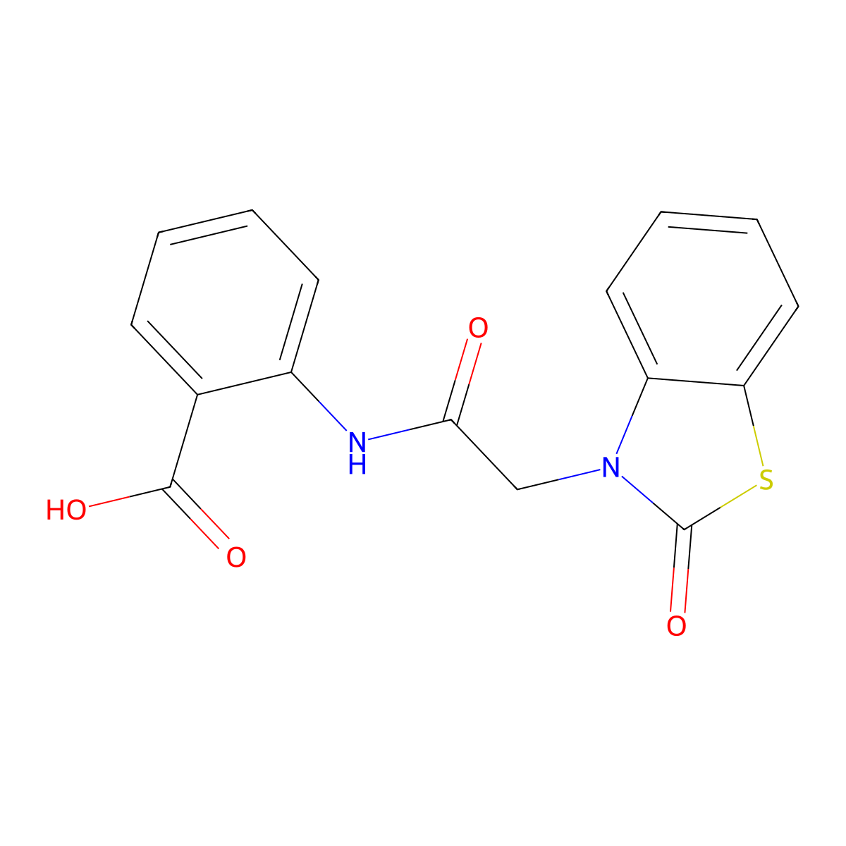 2-[2-(2-Oxo-benzothiazol-3-yl)-acetylamino]-benzoic acid molecular structure, CAS 591212-07-6
