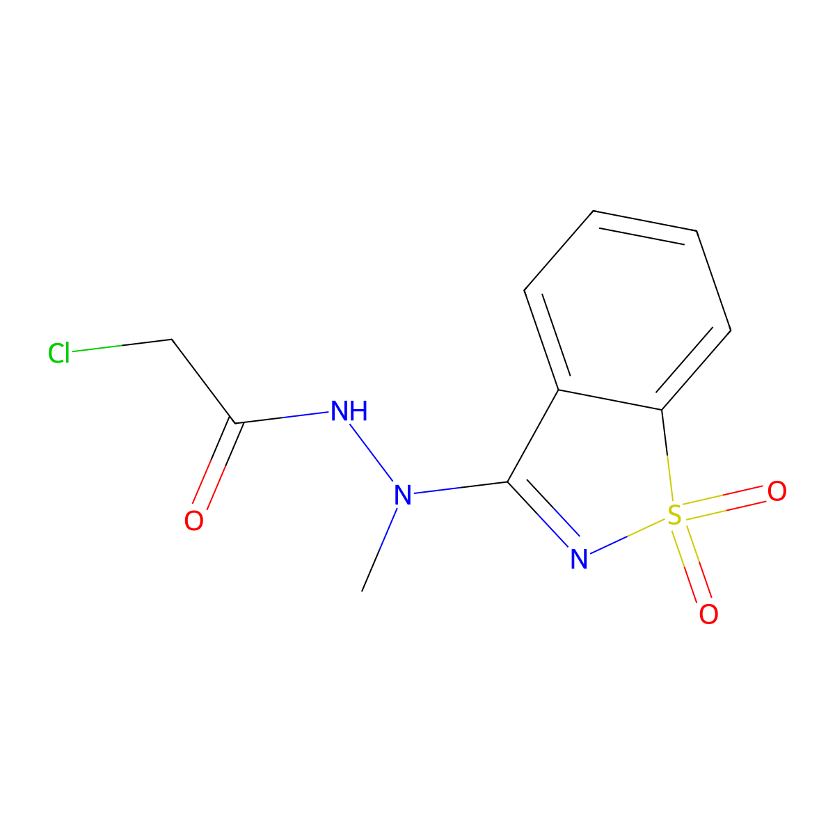 2-chloro-N'-(1,1-dioxido-1,2-benzothiazol-3-yl)-N'-methylacetohydrazide molecular structure, CAS 591212-19-0