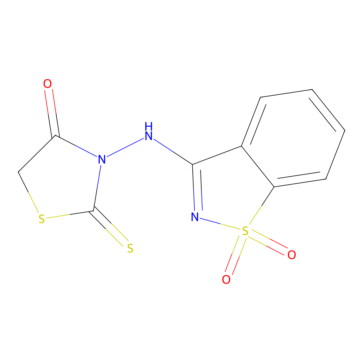 3-[(1,1-Dioxido-1,2-benzisothiazol-3-YL)amino]-2-thioxo-1,3-thiazolidin-4-one molecular structure, CAS 591212-77-0