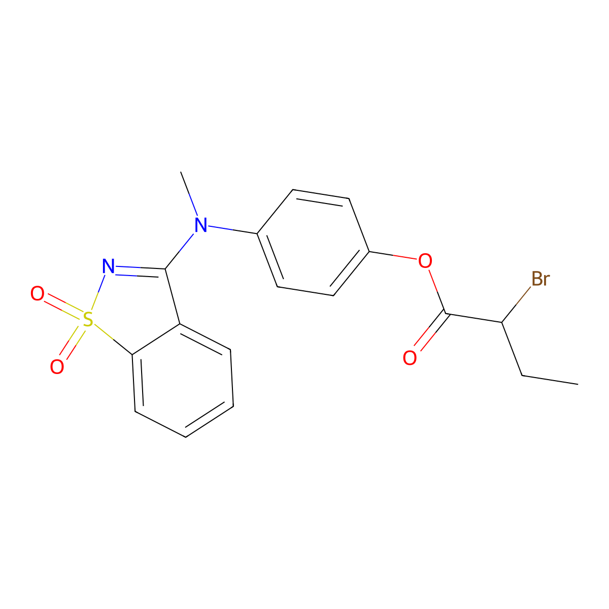 4-[(1,1-Dioxido-1,2-benzothiazol-3-yl)(methyl)amino]phenyl 2-bromobutanoate molecular structure, CAS 591212-94-1
