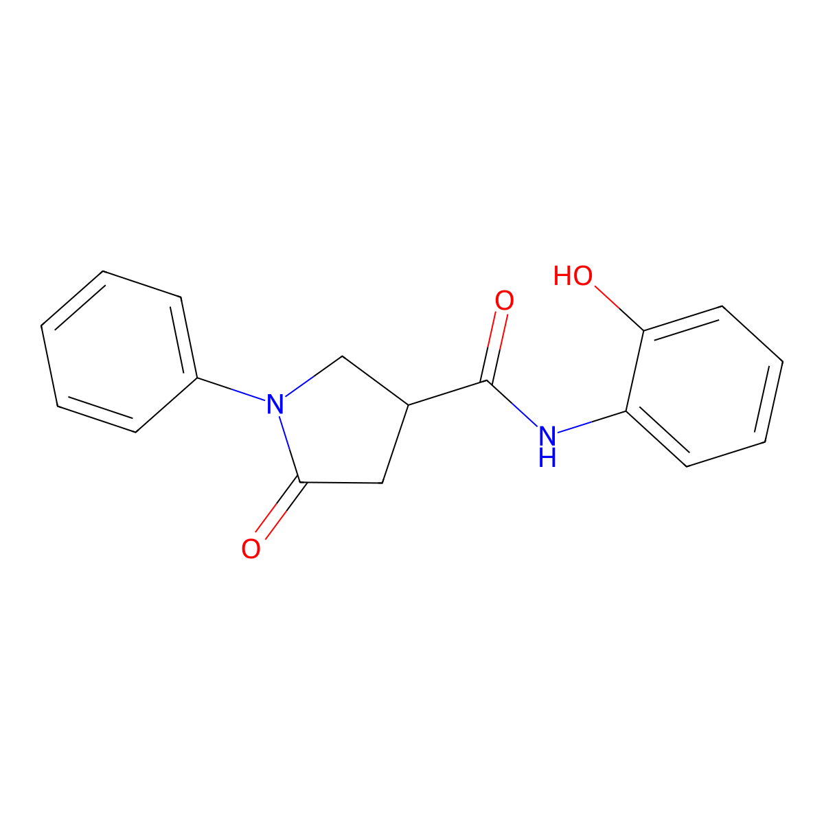 N-(2-hydroxyphenyl)-5-oxo-1-phenylpyrrolidine-3-carboxamide molecular structure, CAS 591213-28-4