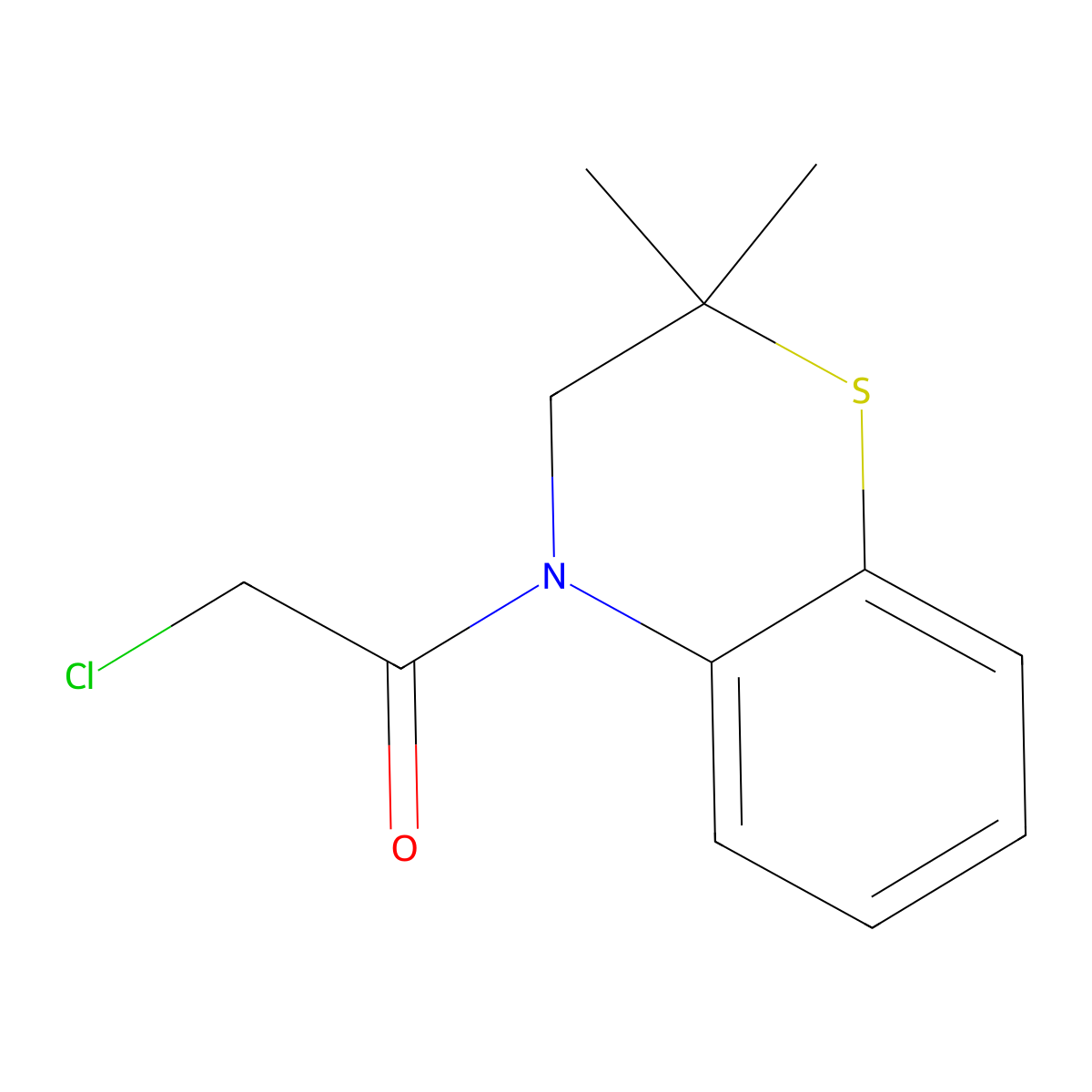 2-Chloro-1-(2,2-dimethyl-2H-benzo[B][1,4]thiazin-4(3H)-YL)ethanone molecular structure, CAS 591221-63-5