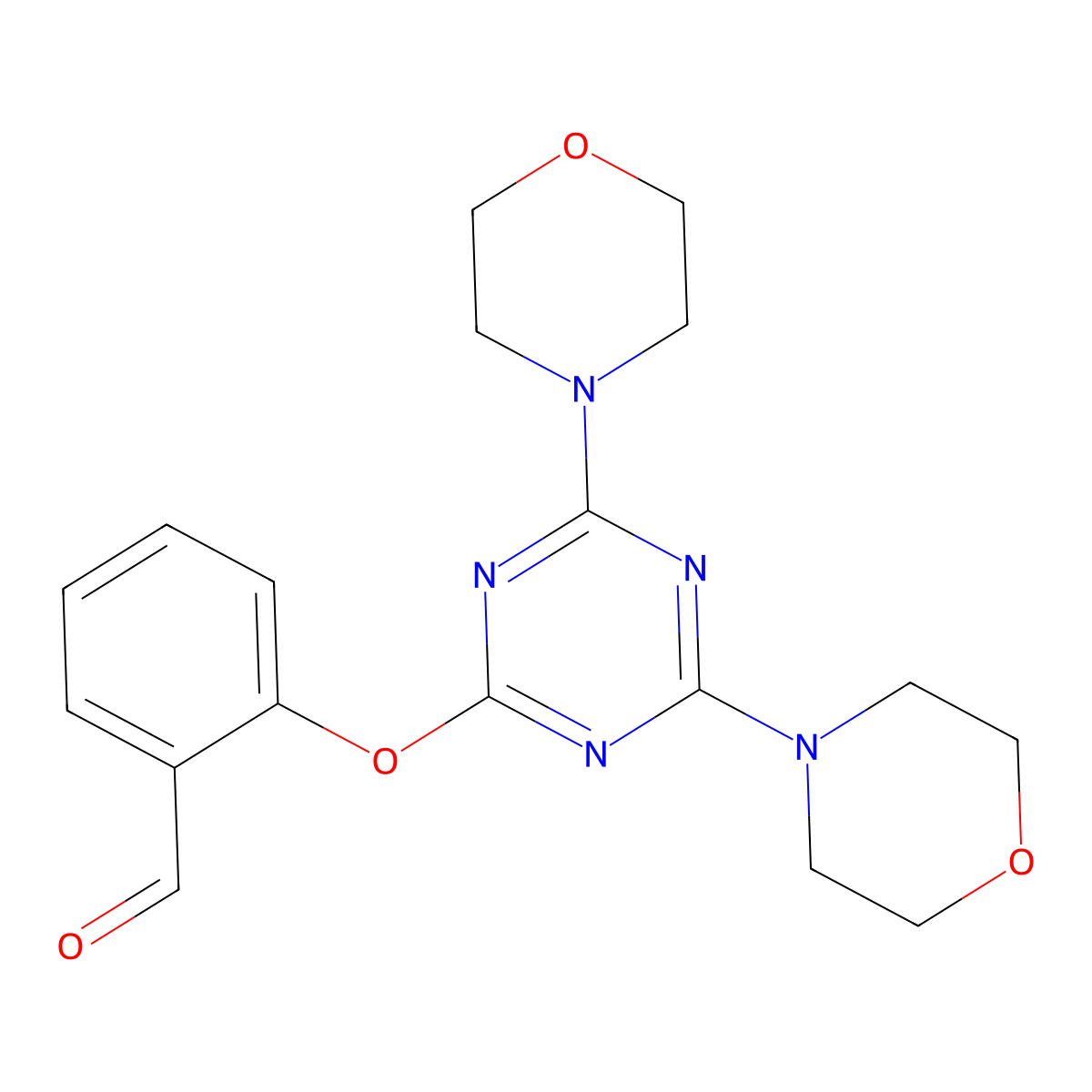 2-{[4,6-Di(morpholin-4-yl)-1,3,5-triazin-2-yl]oxy}benzaldehyde molecular structure, CAS 591223-70-0