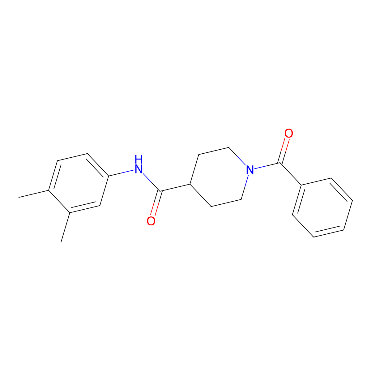 1-benzoyl-N-(3,4-dimethylphenyl)piperidine-4-carboxamide molecular structure, CAS 591224-70-3
