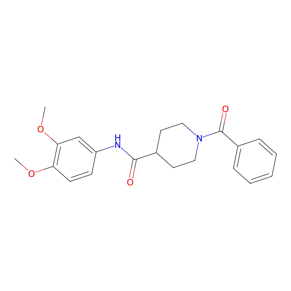 1-benzoyl-N-(3,4-dimethoxyphenyl)piperidine-4-carboxamide molecular structure, CAS 591224-86-1