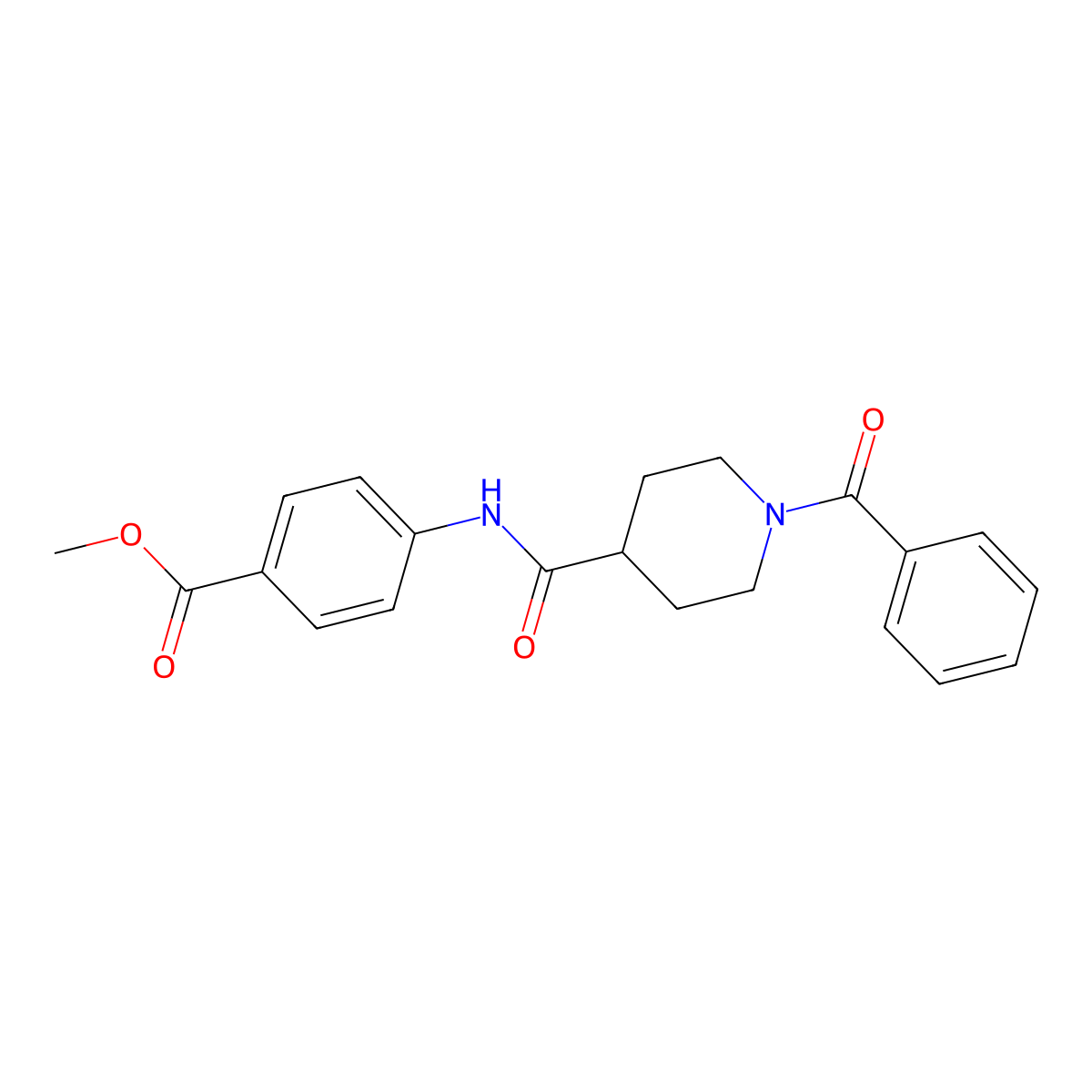 Methyl 4-(1-benzoylpiperidine-4-amido)benzoate molecular structure, CAS 591224-91-8