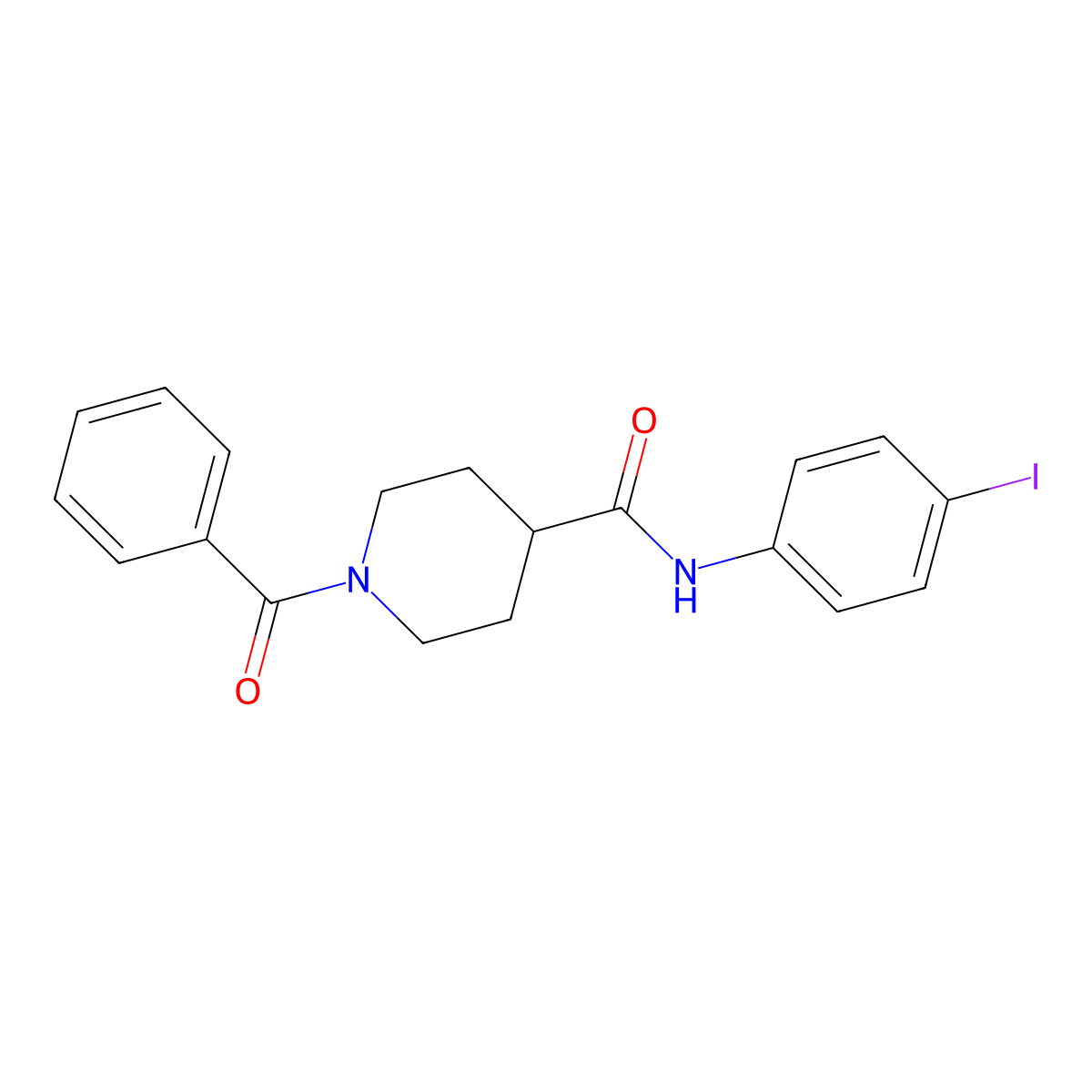 1-benzoyl-N-(4-iodophenyl)piperidine-4-carboxamide molecular structure, CAS 591224-92-9