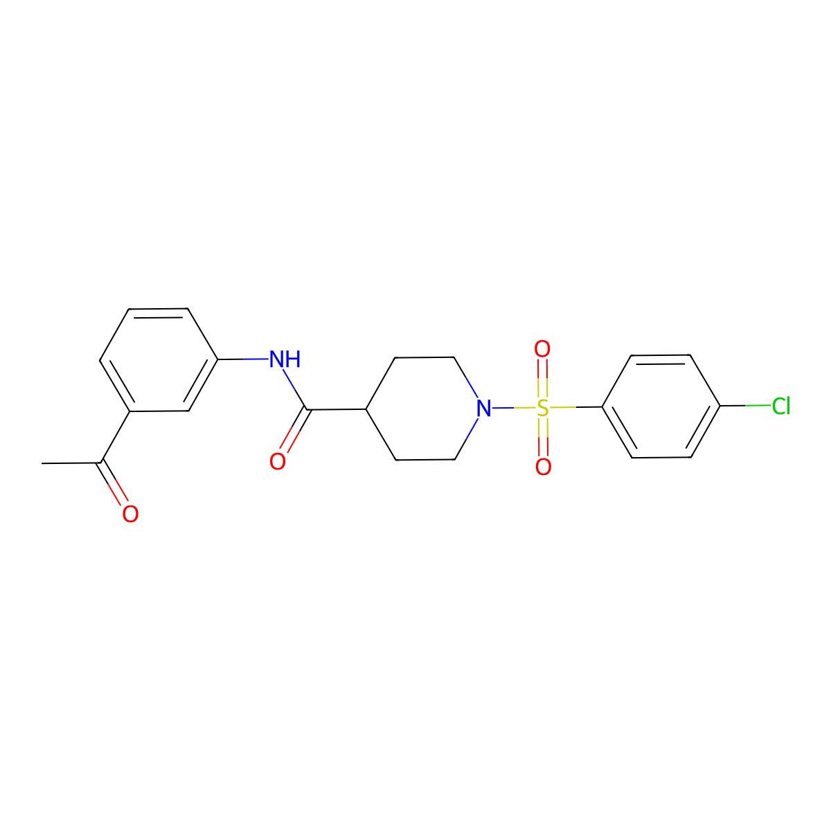 N-(3-acetylphenyl)-1-(4-chlorophenyl)sulfonylpiperidine-4-carboxamide molecular structure, CAS 591224-95-2