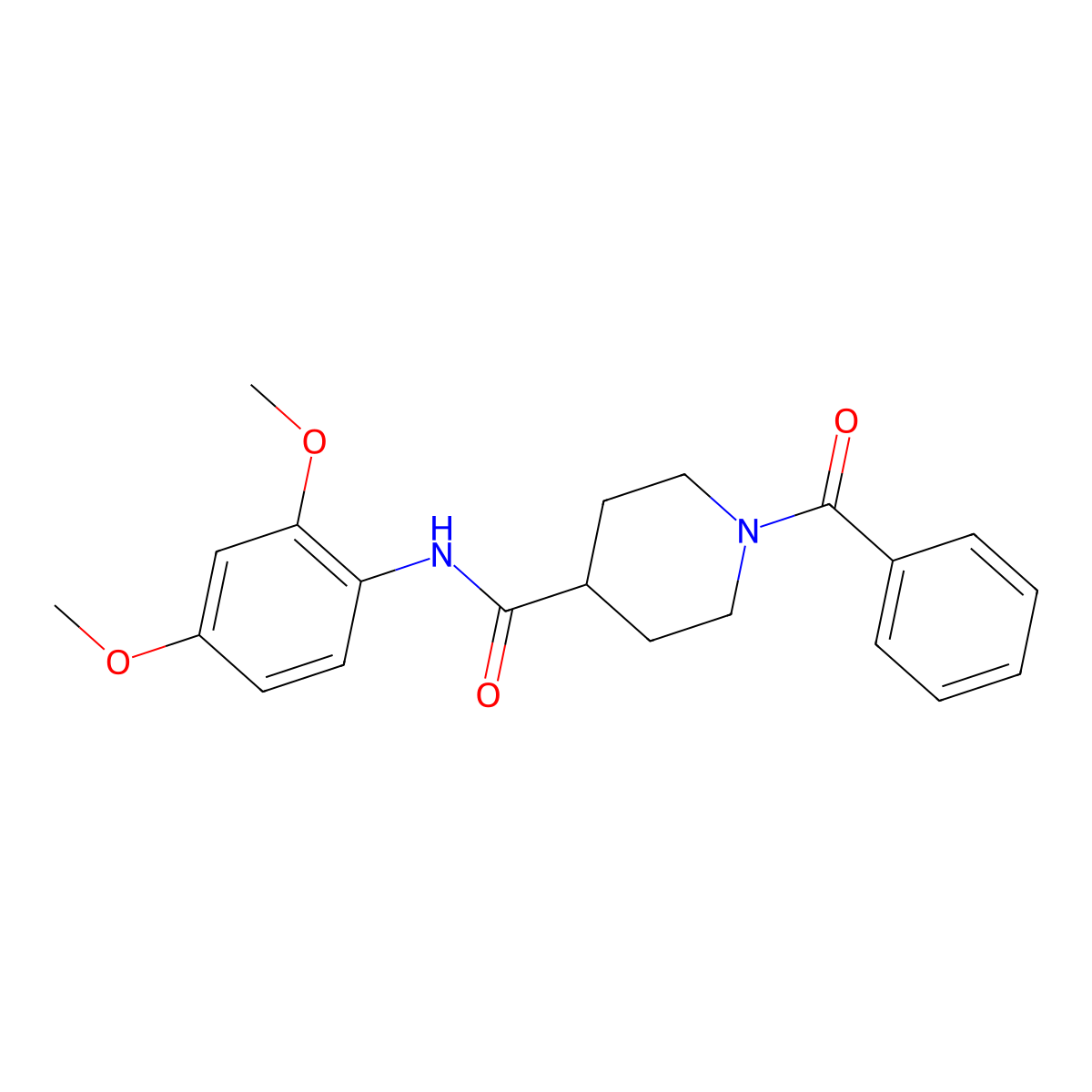 1-benzoyl-N-(2,4-dimethoxyphenyl)piperidine-4-carboxamide molecular structure, CAS 591224-97-4