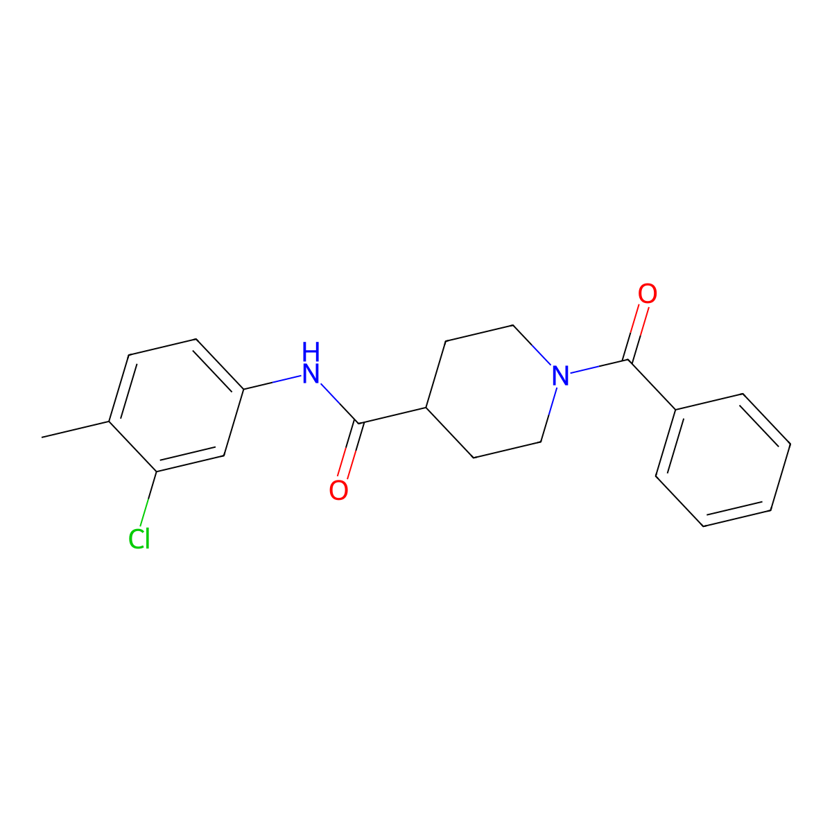 1-benzoyl-N-(3-chloro-4-methylphenyl)piperidine-4-carboxamide molecular structure, CAS 591224-99-6