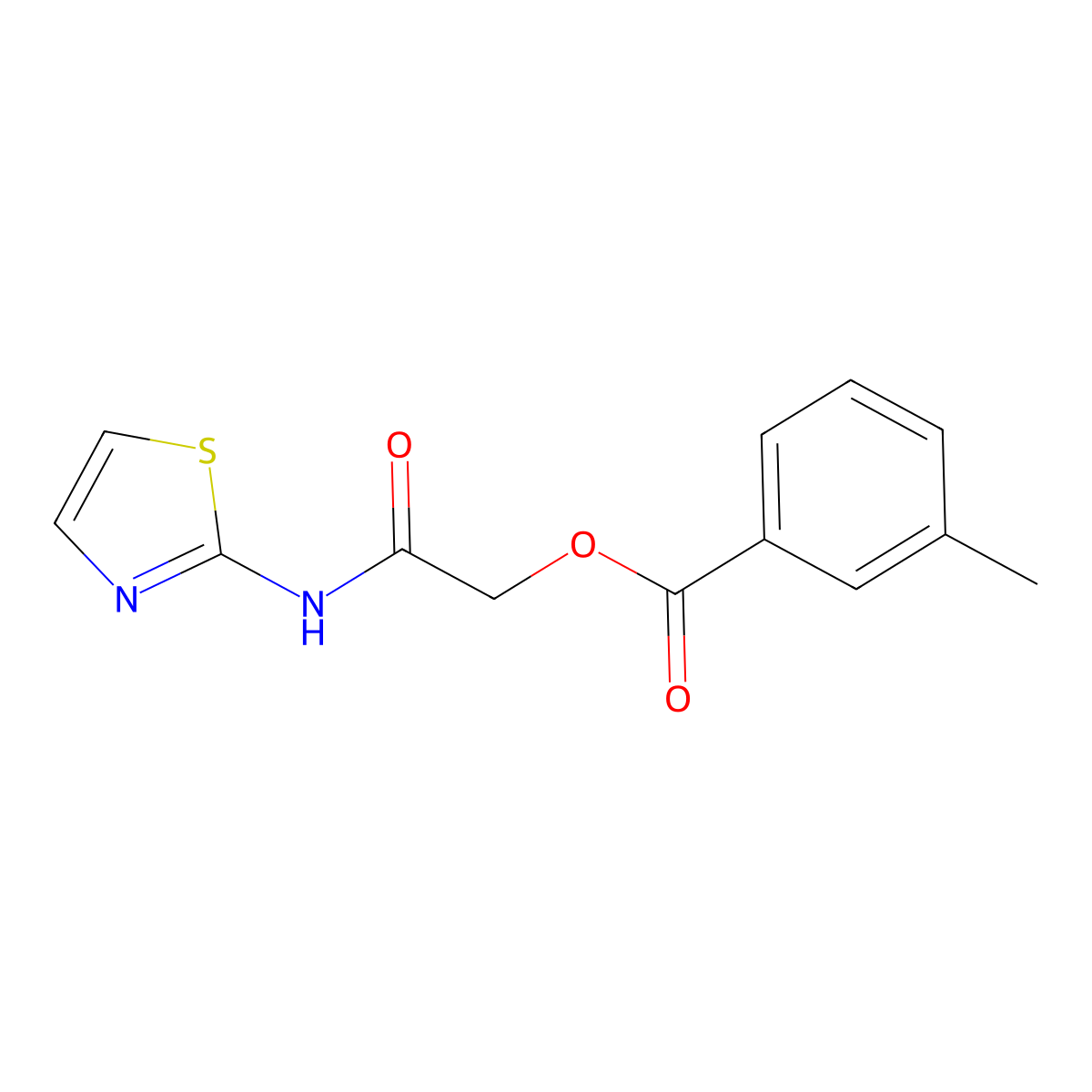 2-Oxo-2-(1,3-thiazol-2-ylamino)ethyl 3-methylbenzoate molecular structure, CAS 591225-55-7