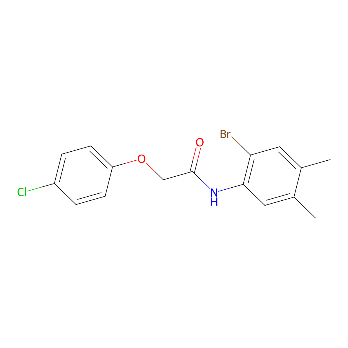 N-(2-bromo-4,5-dimethylphenyl)-2-(4-chlorophenoxy)acetamide molecular structure, CAS 591226-49-2