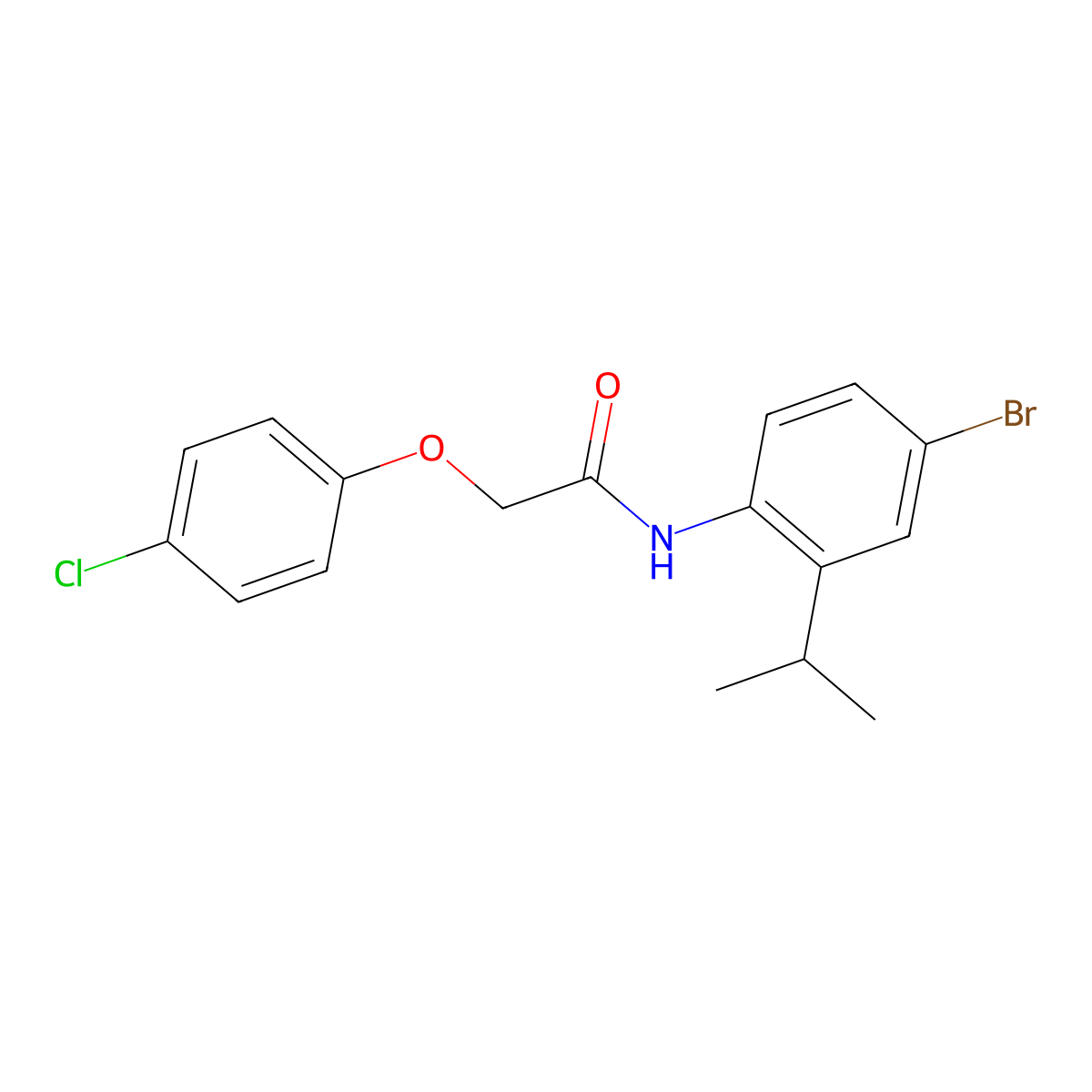 N-(4-bromo-2-propan-2-ylphenyl)-2-(4-chlorophenoxy)acetamide molecular structure, CAS 591226-53-8
