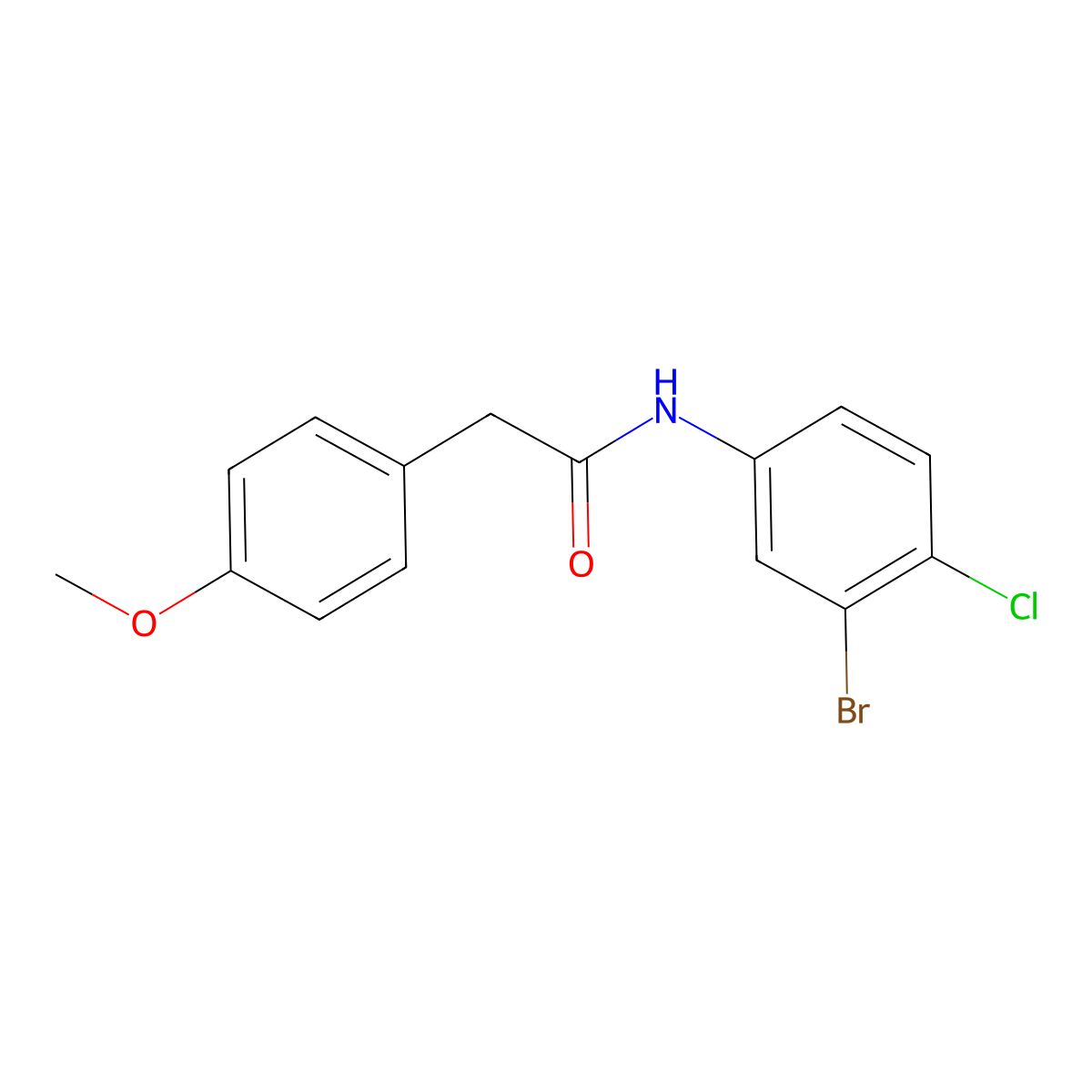 N-(3-bromo-4-chlorophenyl)-2-(4-methoxyphenyl)acetamide molecular structure, CAS 591226-55-0