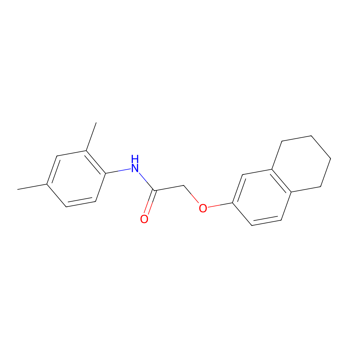 N-(2,4-dimethylphenyl)-2-(5,6,7,8-tetrahydronaphthalen-2-yloxy)acetamide molecular structure, CAS 591226-56-1