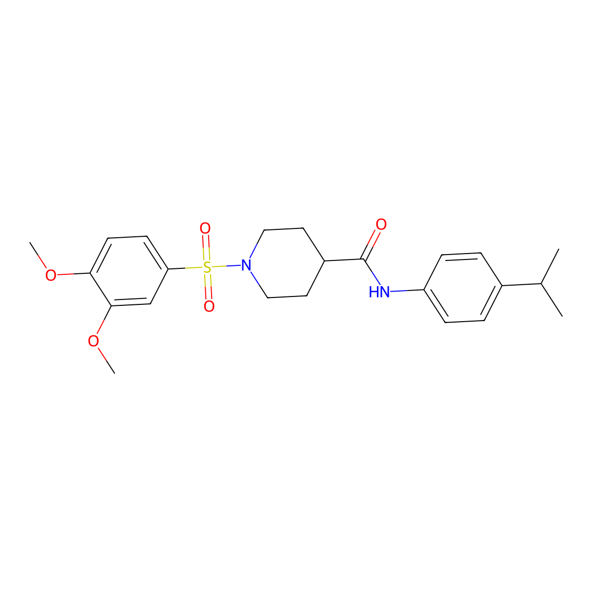 1-(3,4-dimethoxyphenyl)sulfonyl-N-(4-propan-2-ylphenyl)piperidine-4-carboxamide molecular structure, CAS 591226-71-0