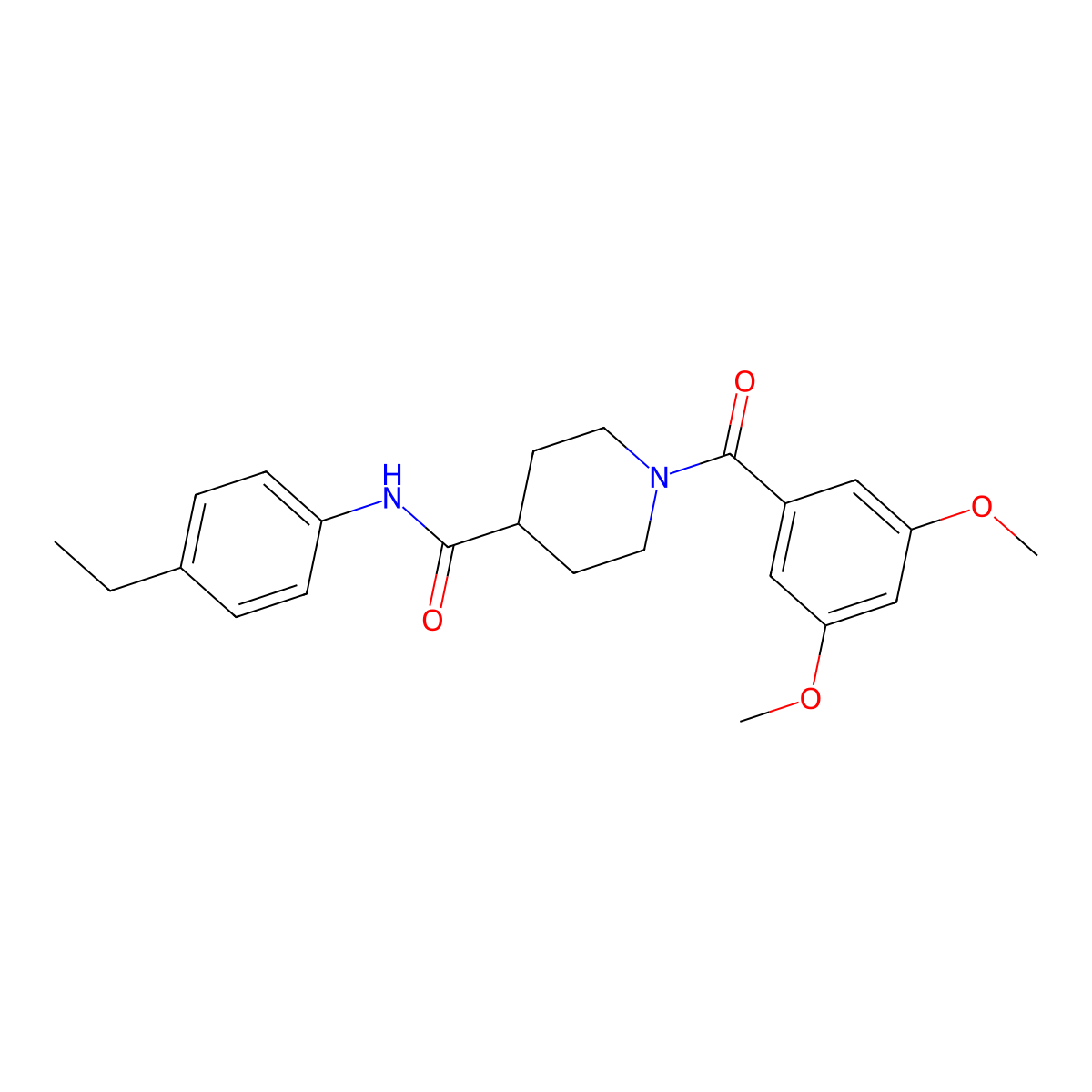 1-(3,5-dimethoxybenzoyl)-N-(4-ethylphenyl)piperidine-4-carboxamide molecular structure, CAS 591226-74-3