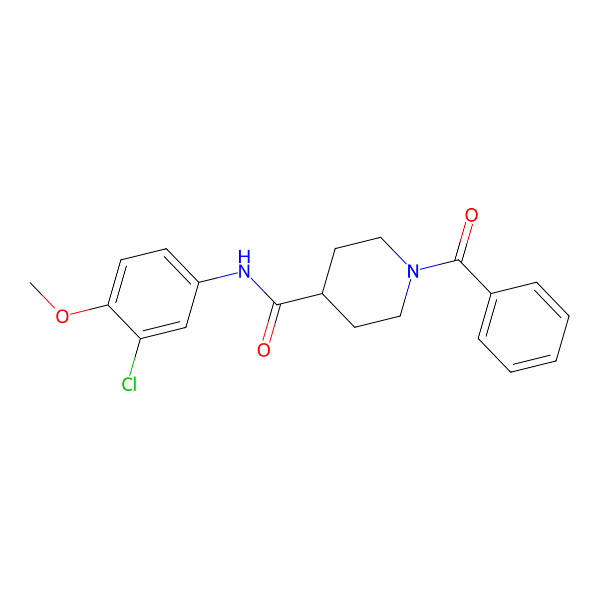 1-benzoyl-N-(3-chloro-4-methoxyphenyl)piperidine-4-carboxamide molecular structure, CAS 591226-76-5