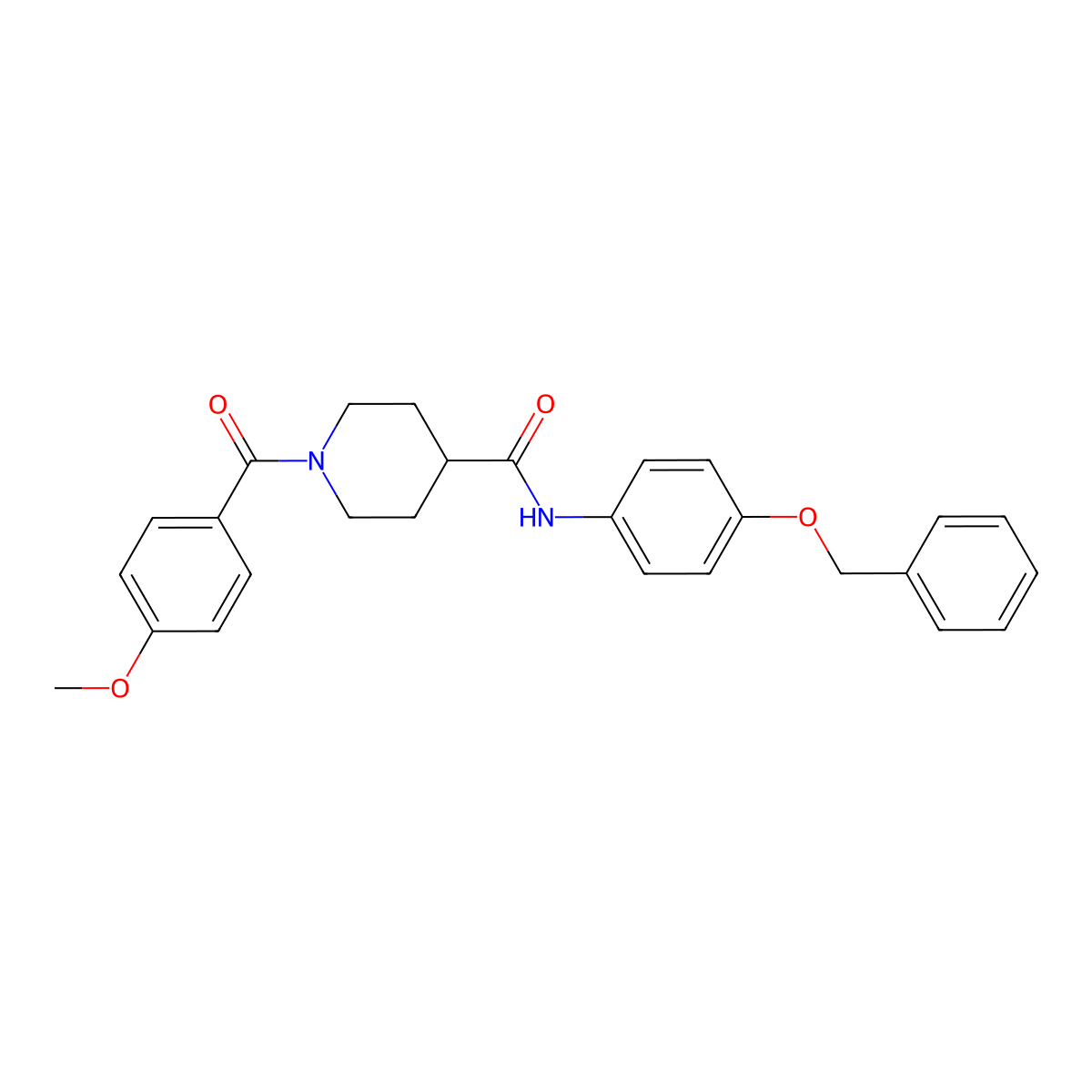1-(4-methoxybenzoyl)-N-(4-phenylmethoxyphenyl)piperidine-4-carboxamide molecular structure, CAS 591226-77-6