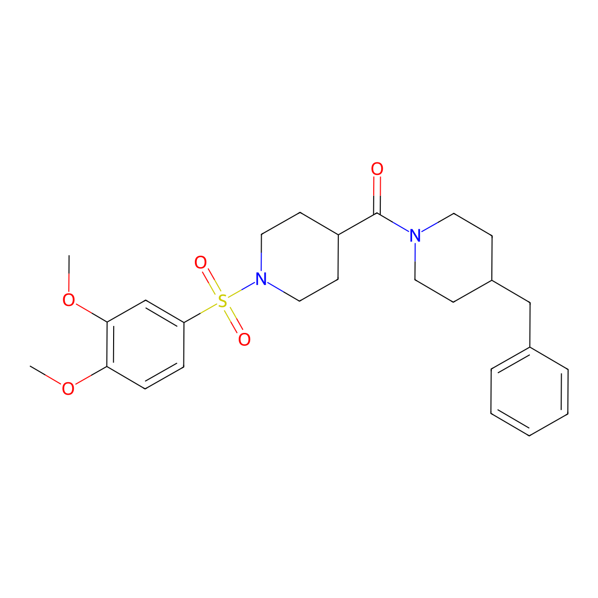 (4-Benzylpiperidin-1-yl)-[1-(3,4-dimethoxyphenyl)sulfonylpiperidin-4-yl]methanone molecular structure, CAS 591226-79-8
