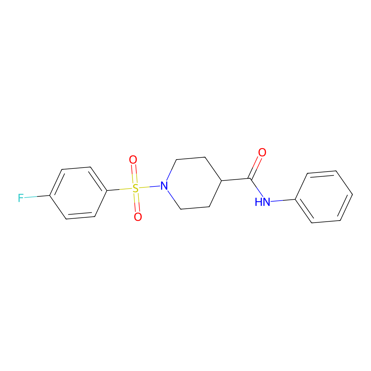 1-(4-fluorophenyl)sulfonyl-N-phenylpiperidine-4-carboxamide molecular structure, CAS 591226-81-2