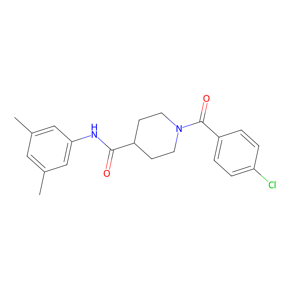 1-(4-chlorobenzoyl)-N-(3,5-dimethylphenyl)piperidine-4-carboxamide molecular structure, CAS 591226-96-9