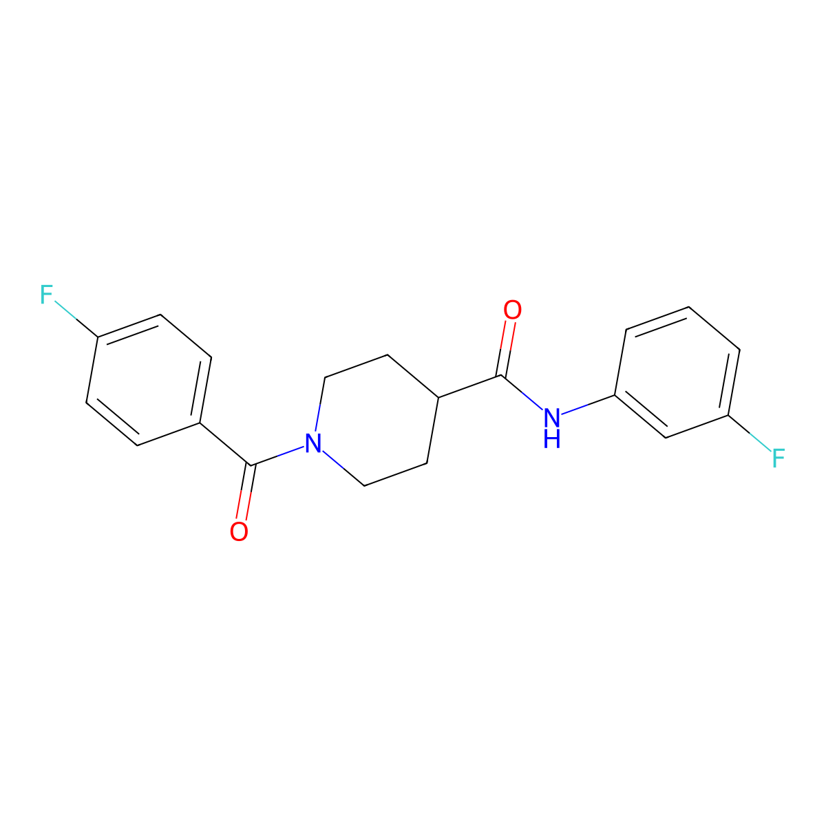 1-(4-fluorobenzoyl)-N-(3-fluorophenyl)piperidine-4-carboxamide molecular structure, CAS 591226-98-1