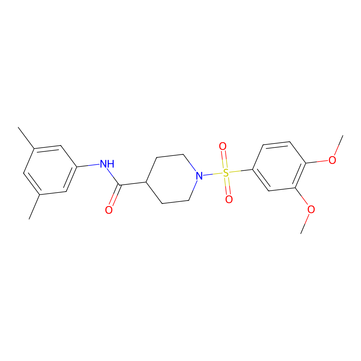 1-(3,4-dimethoxyphenyl)sulfonyl-N-(3,5-dimethylphenyl)piperidine-4-carboxamide molecular structure, CAS 591226-99-2