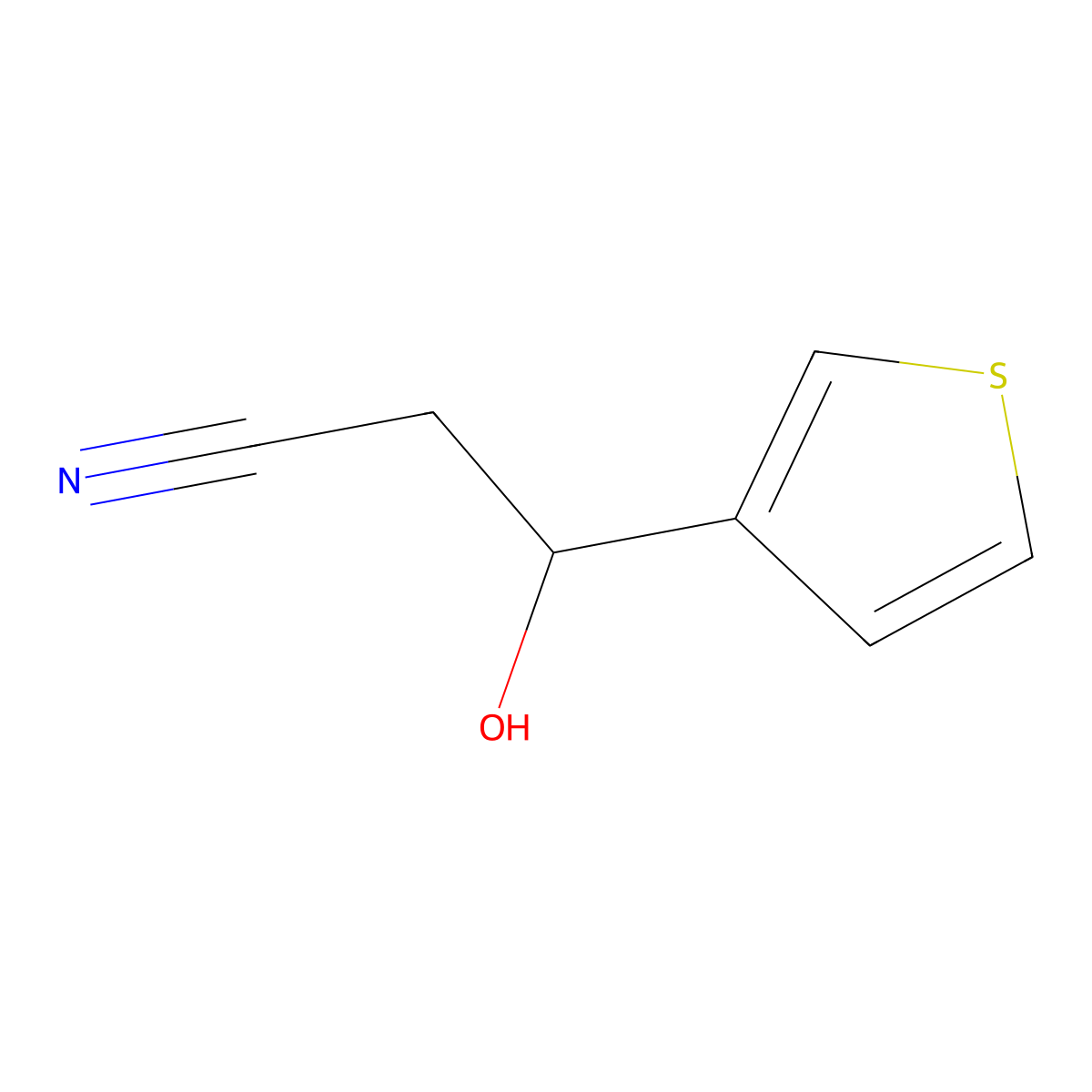 3-Hydroxy-3-(thiophen-3-yl)propanenitrile molecular structure, CAS 591228-15-8