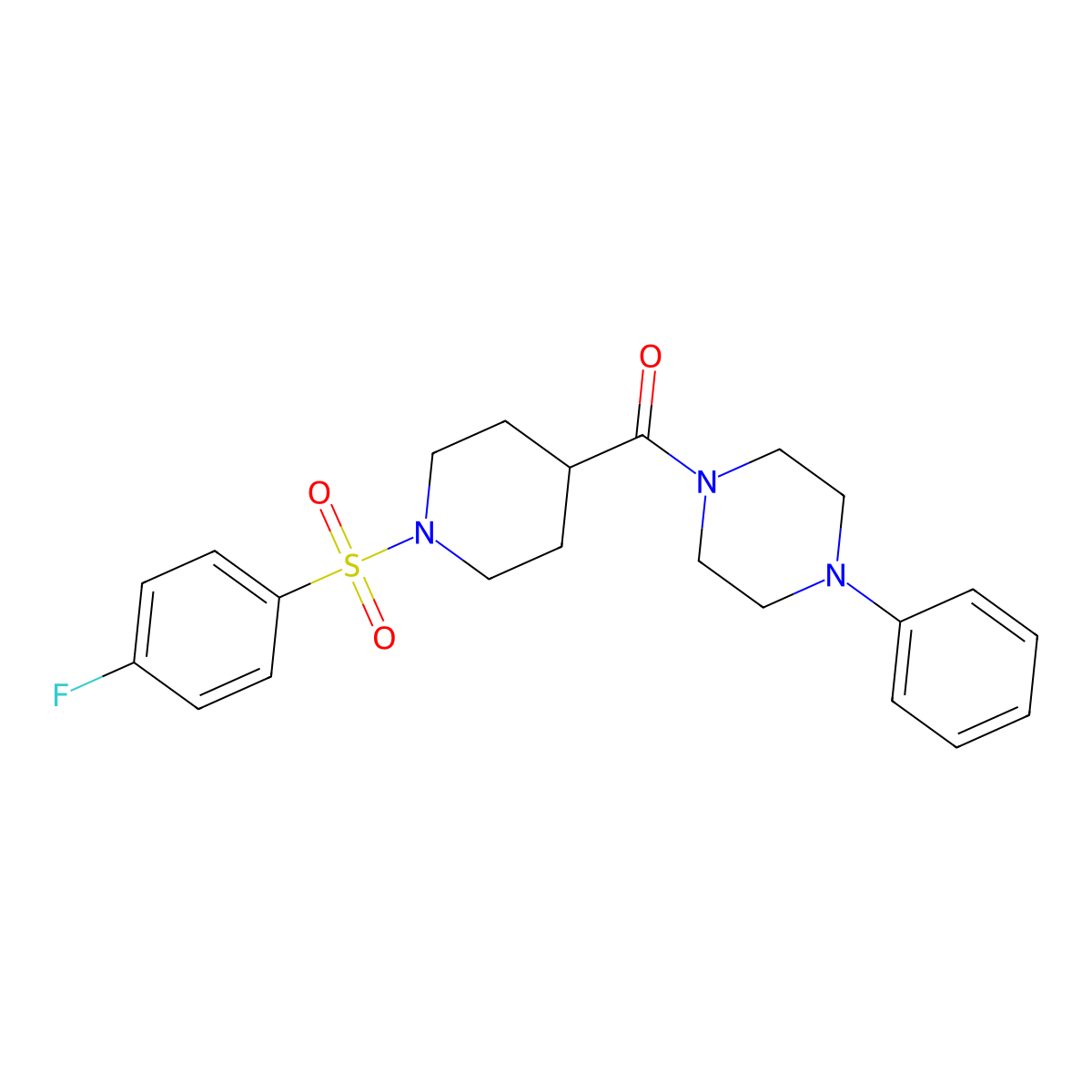(1-((4-Fluorophenyl)sulfonyl)piperidin-4-yl)(4-phenylpiperazin-1-yl)methanone molecular structure, CAS 591237-99-9