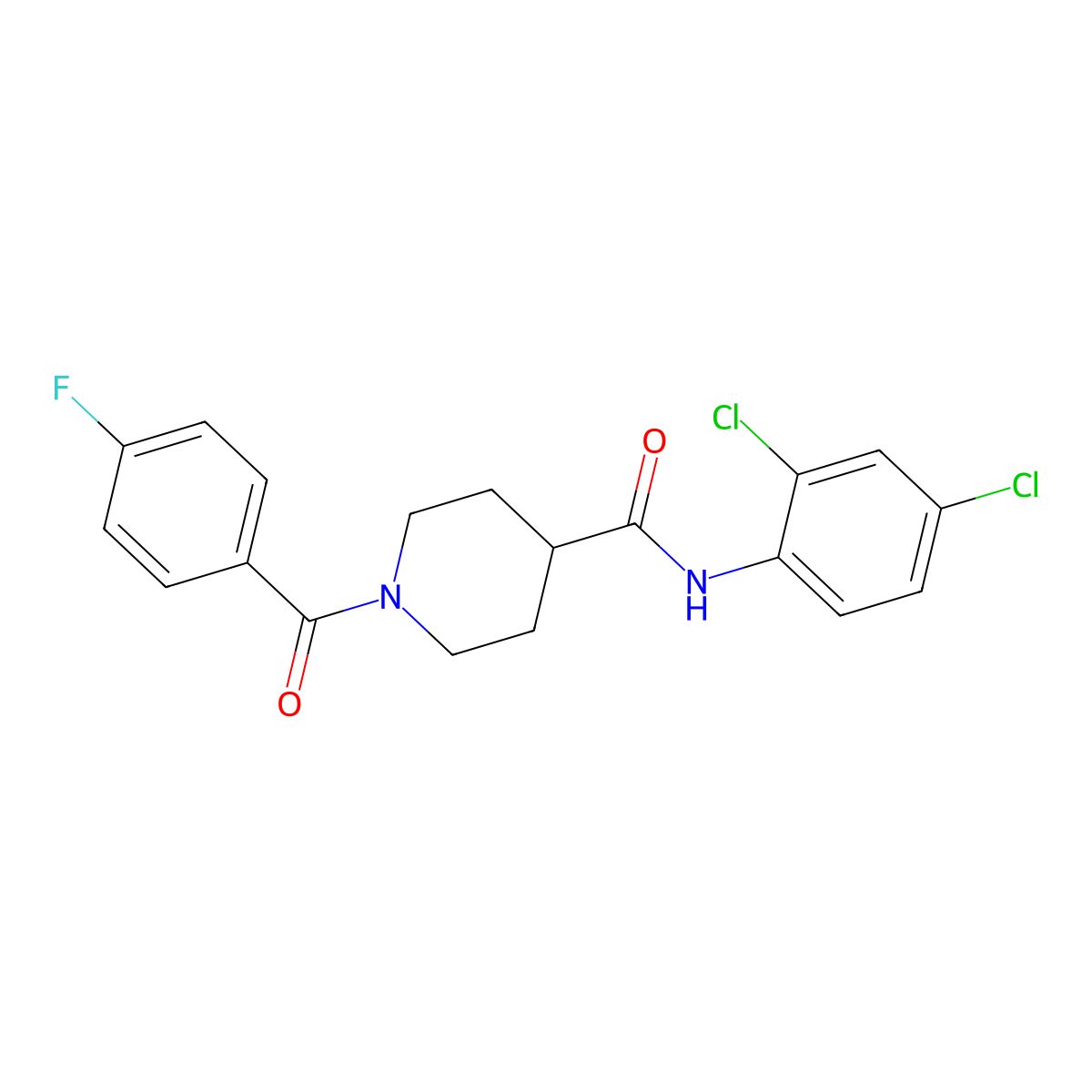 N-(2,4-dichlorophenyl)-1-(4-fluorobenzoyl)piperidine-4-carboxamide molecular structure, CAS 591238-00-5