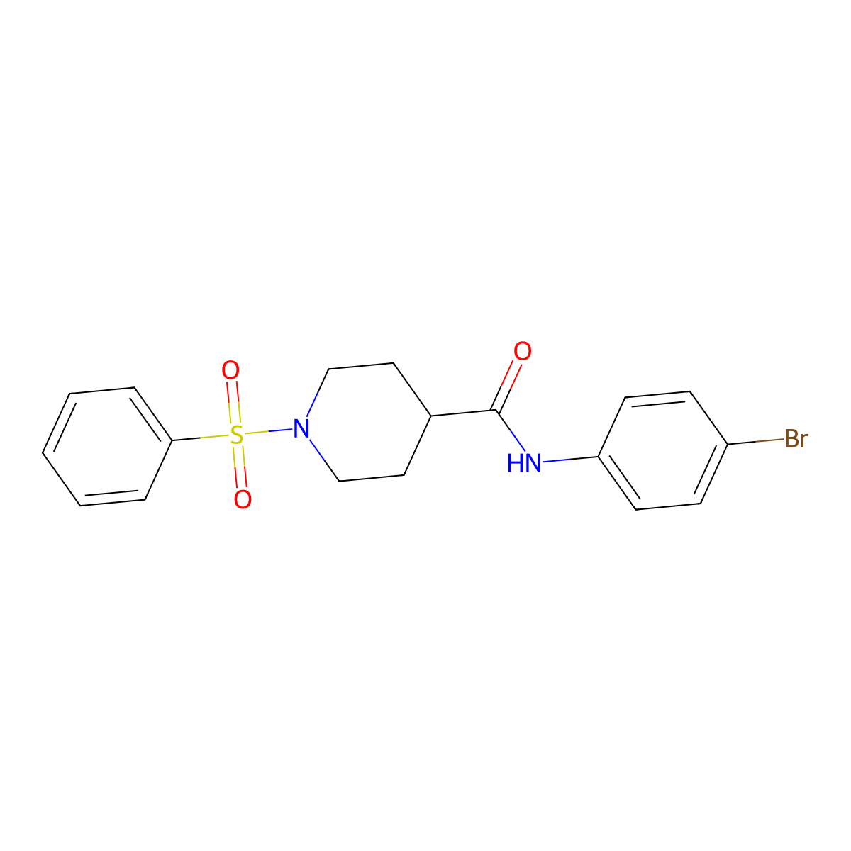 1-(benzenesulfonyl)-N-(4-bromophenyl)piperidine-4-carboxamide molecular structure, CAS 591238-02-7