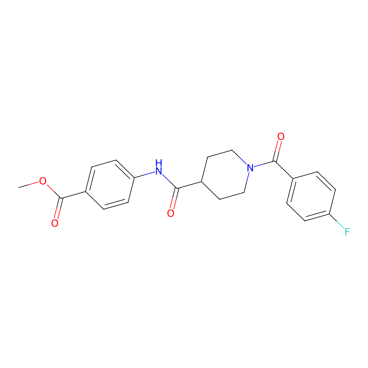Methyl 4-[1-(4-fluorobenzoyl)piperidine-4-amido]benzoate molecular structure, CAS 591238-07-2