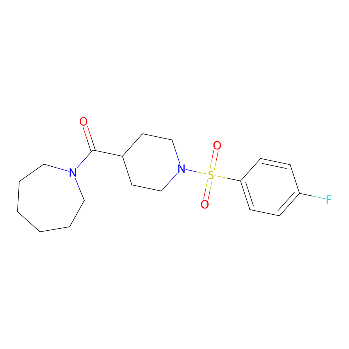 Azepan-1-yl-[1-(4-fluorophenyl)sulfonylpiperidin-4-yl]methanone molecular structure, CAS 591238-10-7