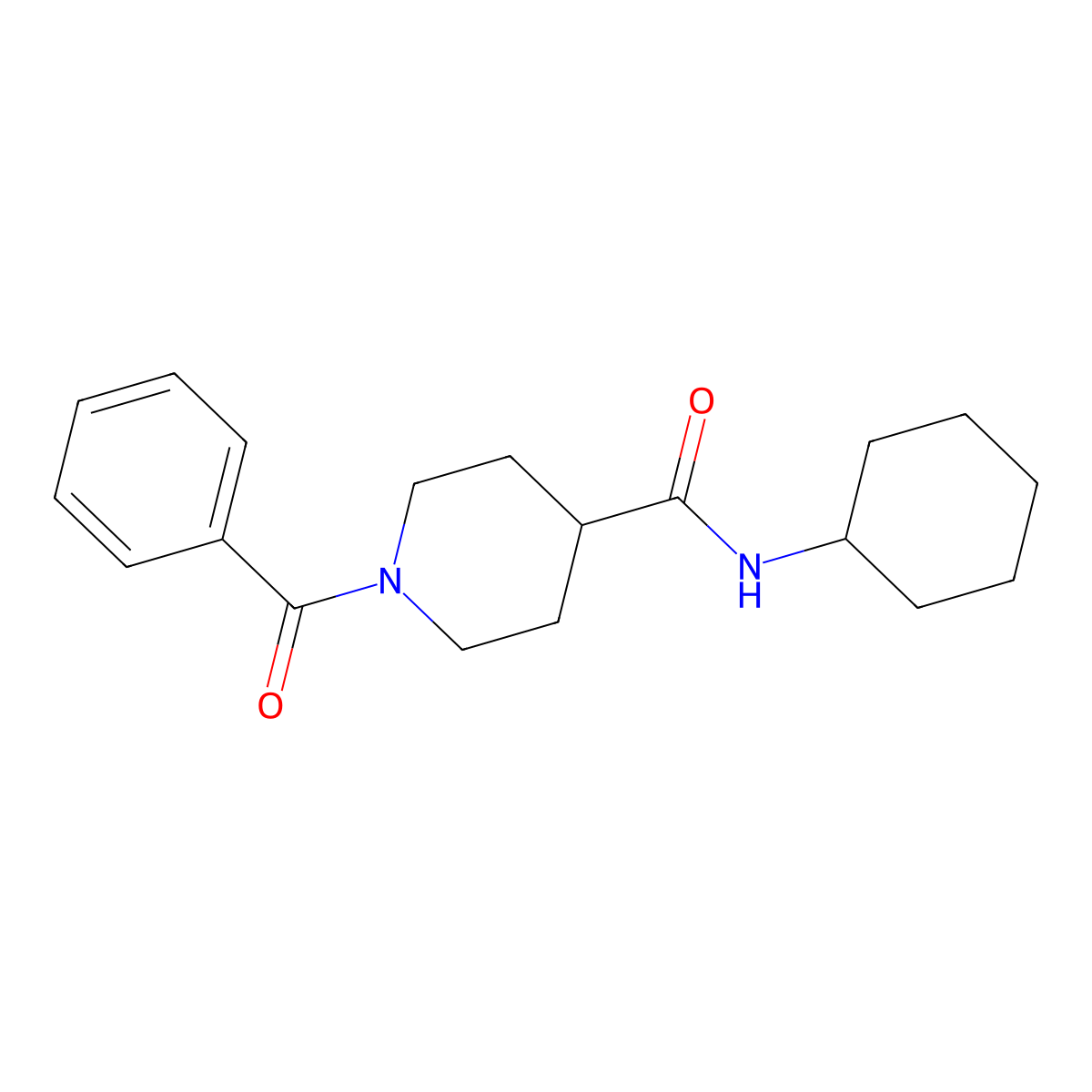 1-benzoyl-N-cyclohexylpiperidine-4-carboxamide molecular structure, CAS 591238-11-8