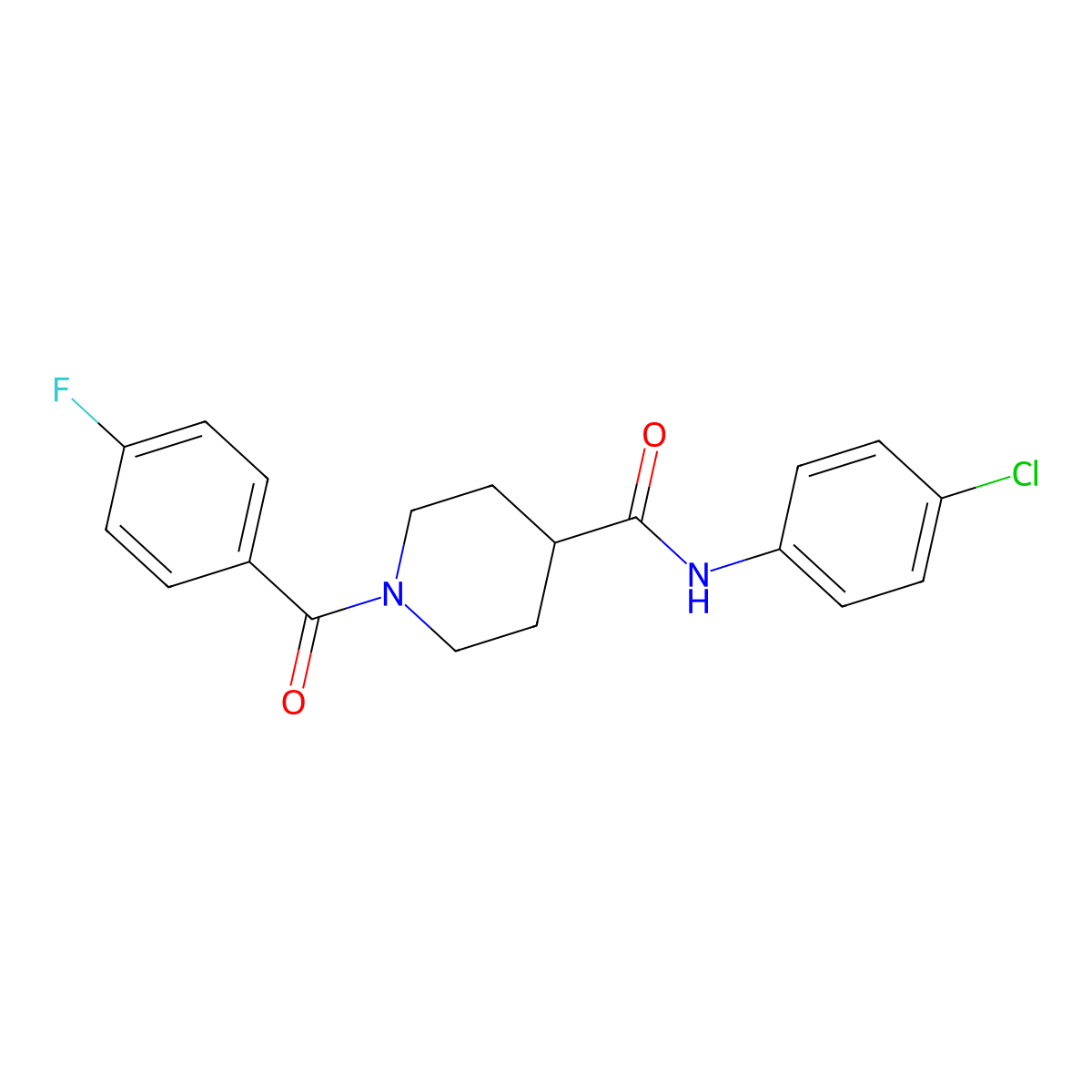 N-(4-chlorophenyl)-1-(4-fluorobenzoyl)piperidine-4-carboxamide molecular structure, CAS 591238-19-6