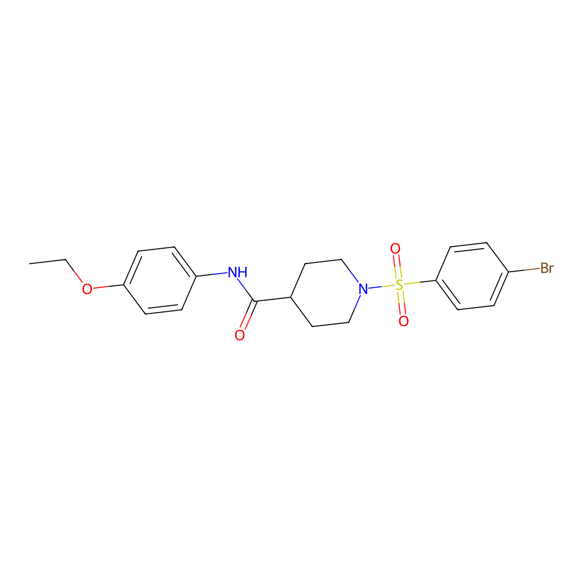 1-(4-bromophenyl)sulfonyl-N-(4-ethoxyphenyl)piperidine-4-carboxamide molecular structure, CAS 591238-21-0