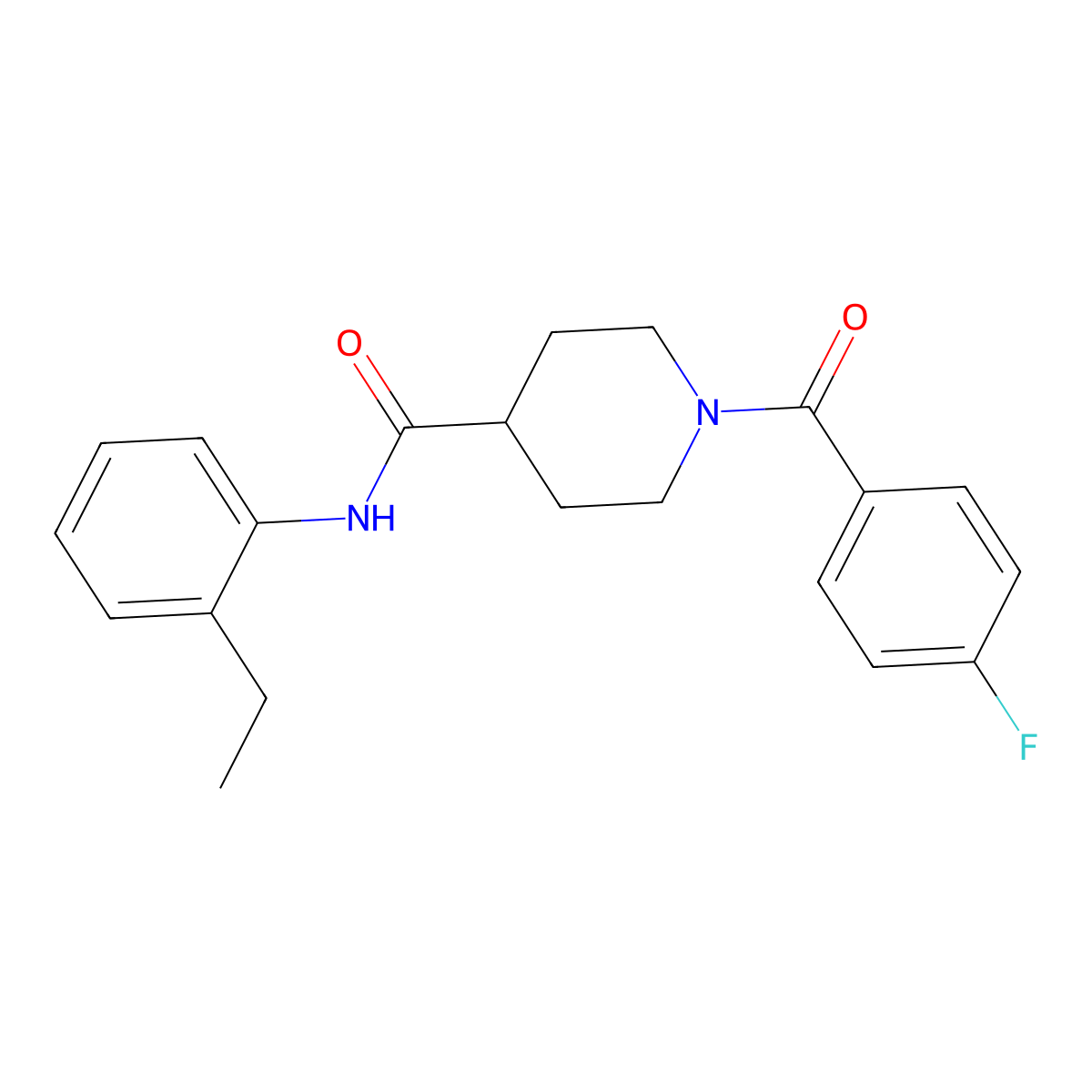 N-(2-ethylphenyl)-1-(4-fluorobenzoyl)piperidine-4-carboxamide molecular structure, CAS 591238-29-8