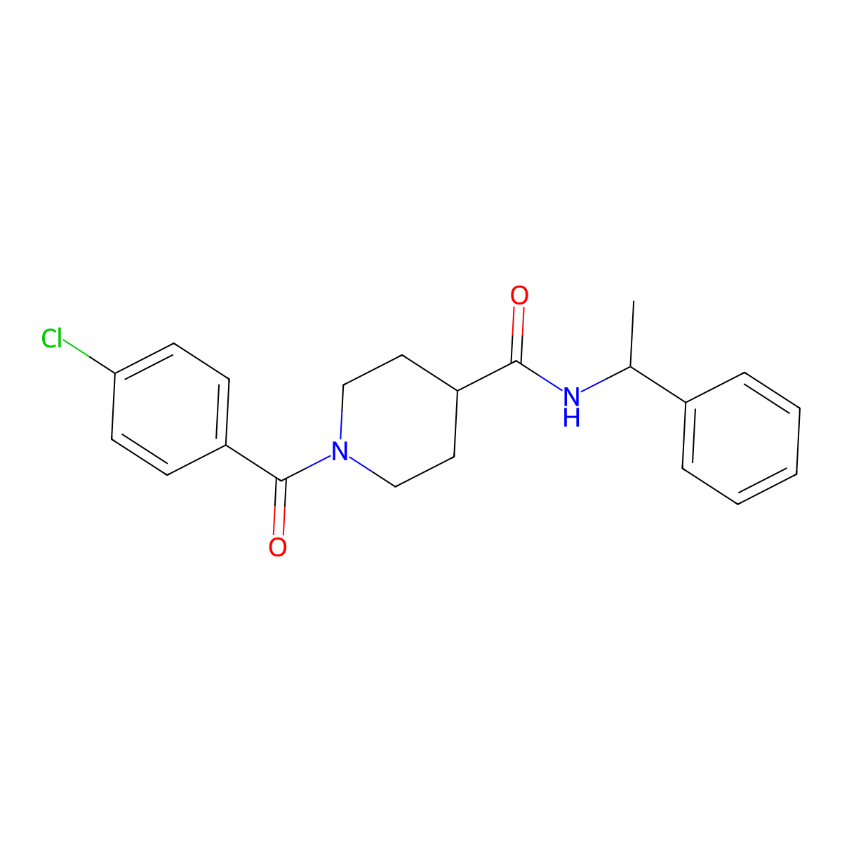 1-(4-chlorobenzoyl)-N-(1-phenylethyl)piperidine-4-carboxamide molecular structure, CAS 591238-30-1