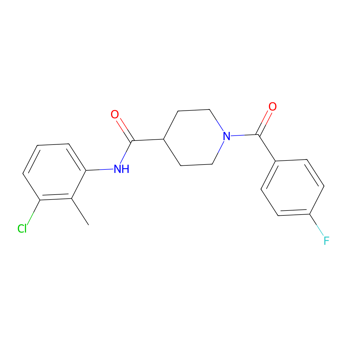 N-(3-chloro-2-methylphenyl)-1-(4-fluorobenzoyl)piperidine-4-carboxamide molecular structure, CAS 591238-34-5