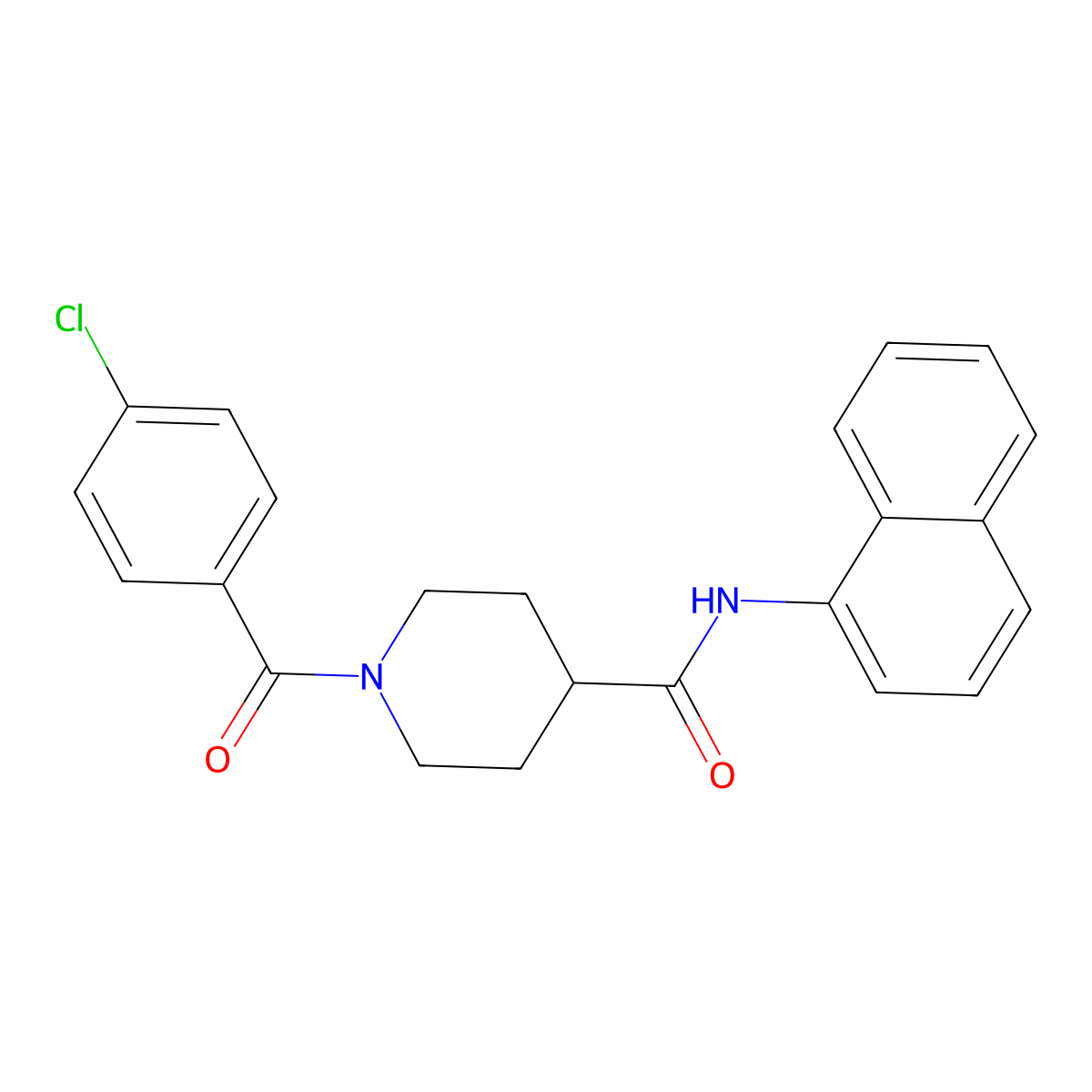 1-(4-chlorobenzoyl)-N-naphthalen-1-ylpiperidine-4-carboxamide molecular structure, CAS 591238-40-3