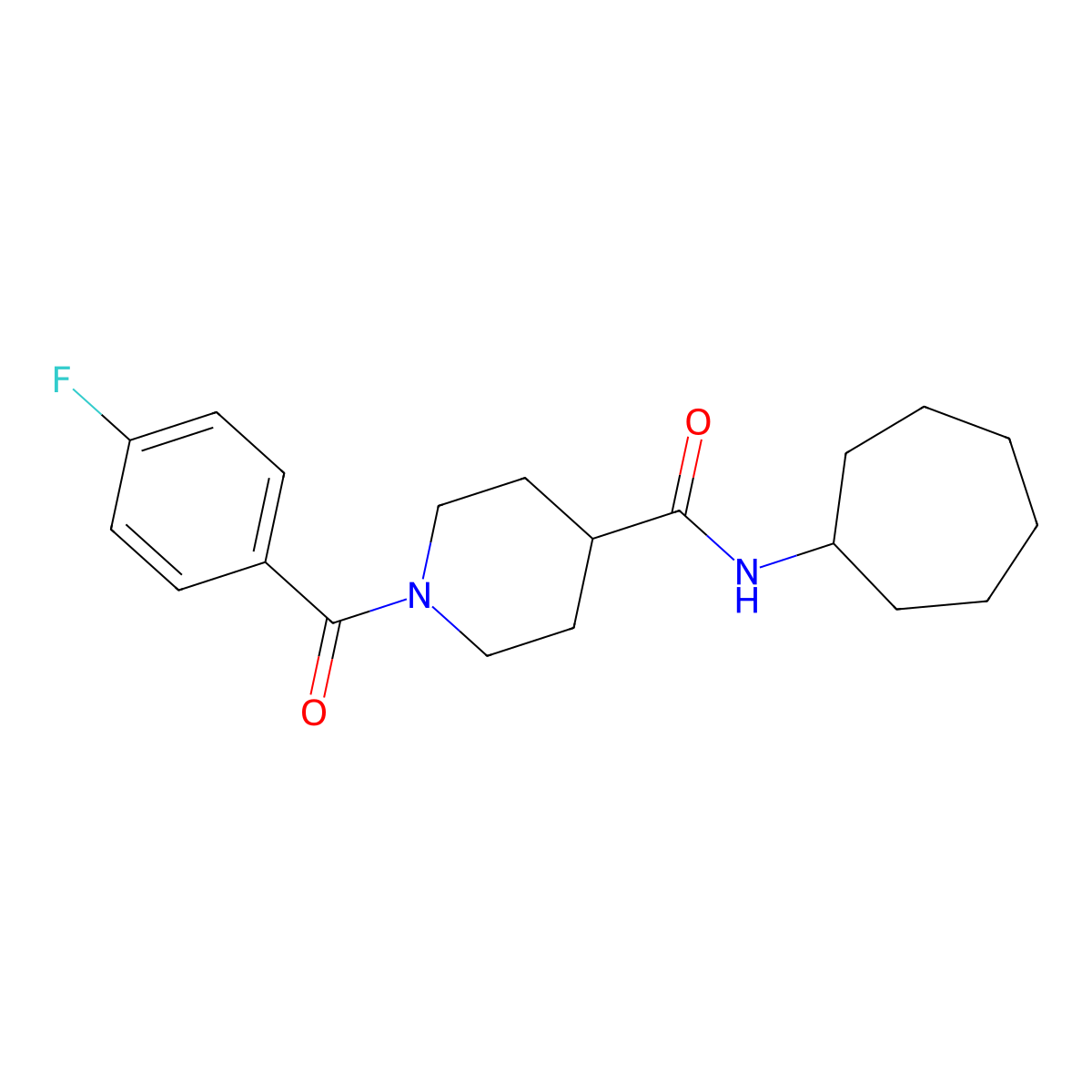 N-cycloheptyl-1-(4-fluorobenzoyl)piperidine-4-carboxamide molecular structure, CAS 591238-41-4