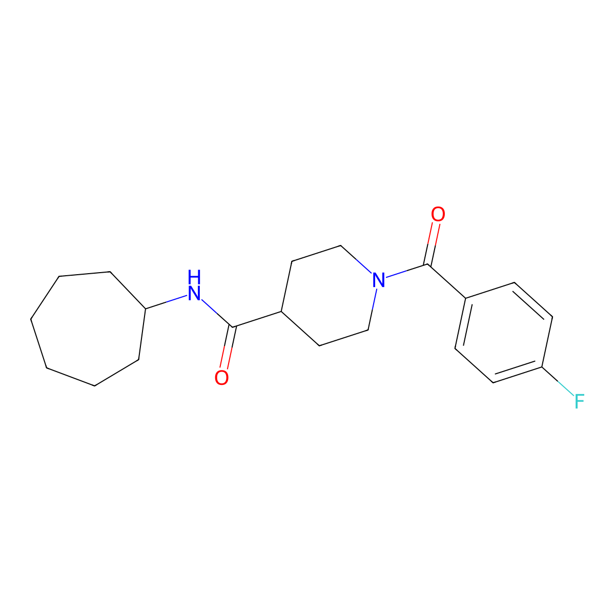 N-cycloheptyl-1-(4-fluorobenzoyl)piperidine-4-carboxamide molecular structure, CAS 591238-41-4