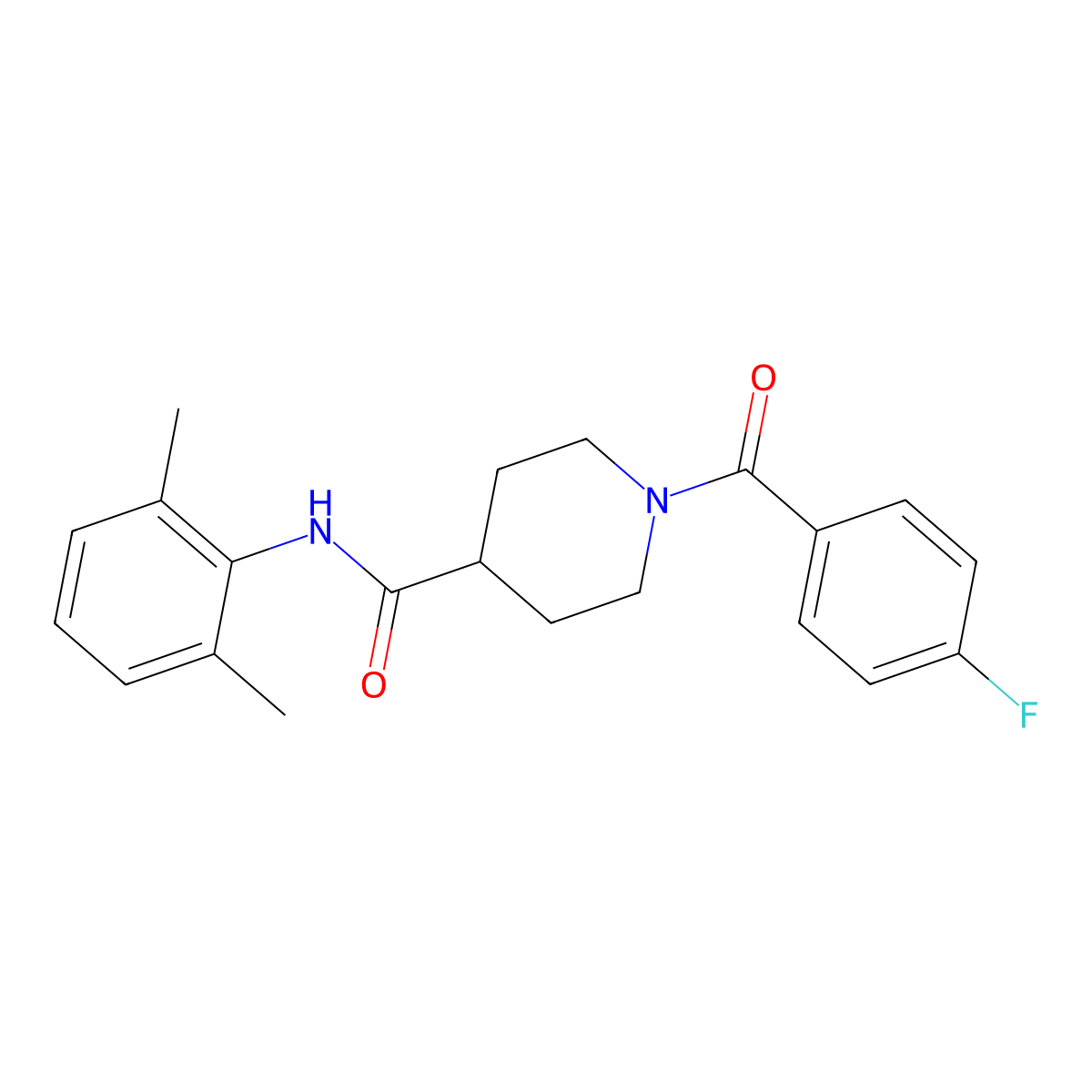 N-(2,6-dimethylphenyl)-1-(4-fluorobenzoyl)piperidine-4-carboxamide molecular structure, CAS 591238-58-3