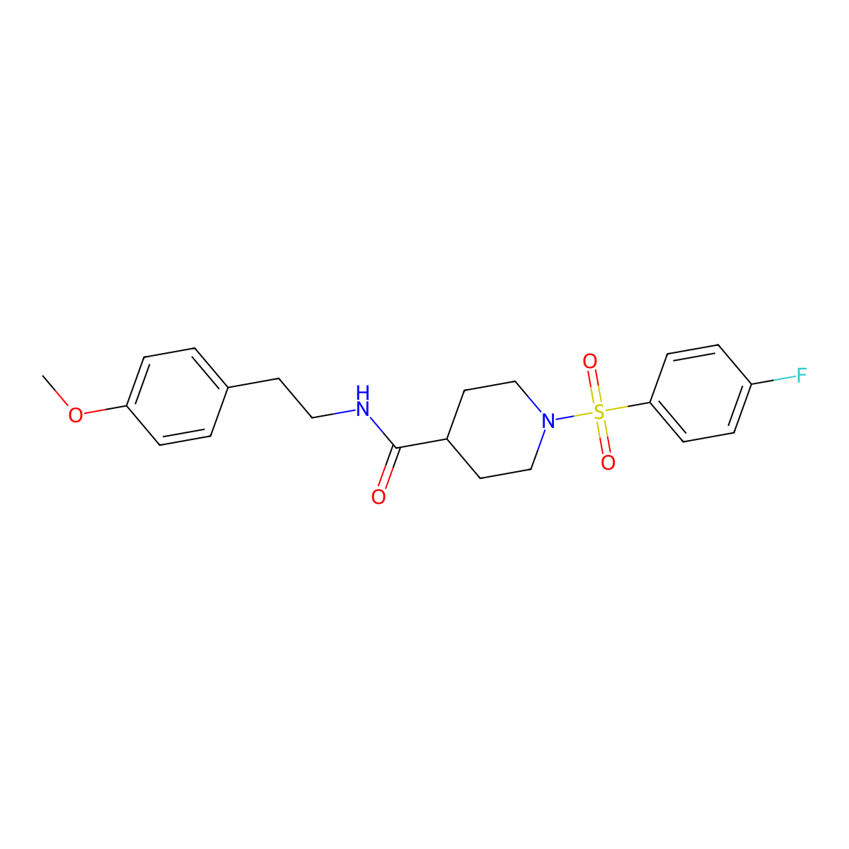 1-(4-fluorophenyl)sulfonyl-N-[2-(4-methoxyphenyl)ethyl]piperidine-4-carboxamide molecular structure, CAS 591238-66-3