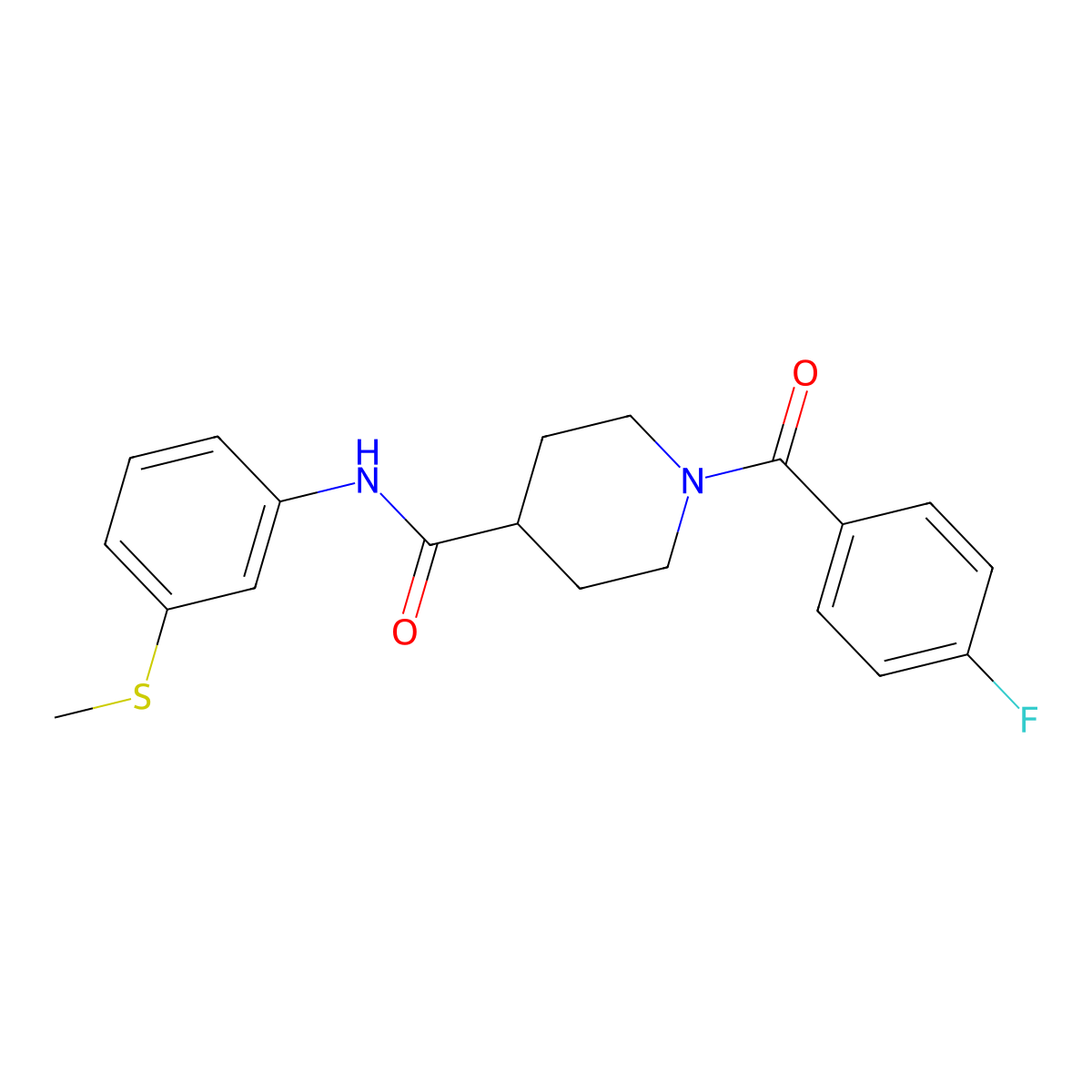 1-(4-fluorobenzoyl)-N-(3-methylsulfanylphenyl)piperidine-4-carboxamide molecular structure, CAS 591238-69-6