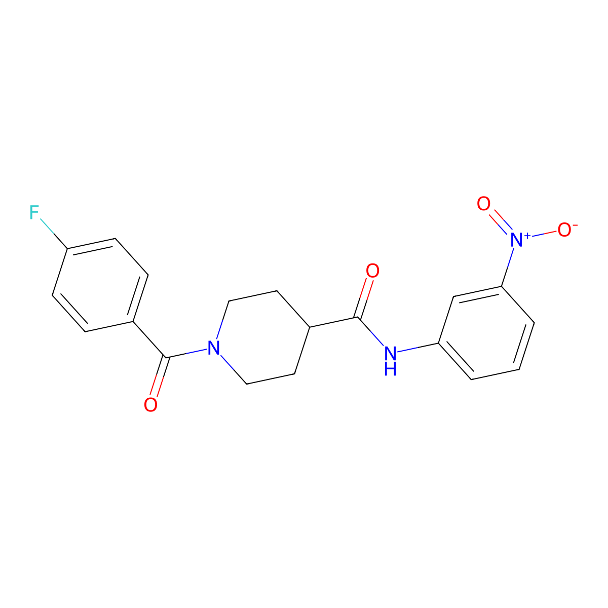 1-(4-fluorobenzoyl)-N-(3-nitrophenyl)piperidine-4-carboxamide molecular structure, CAS 591238-74-3