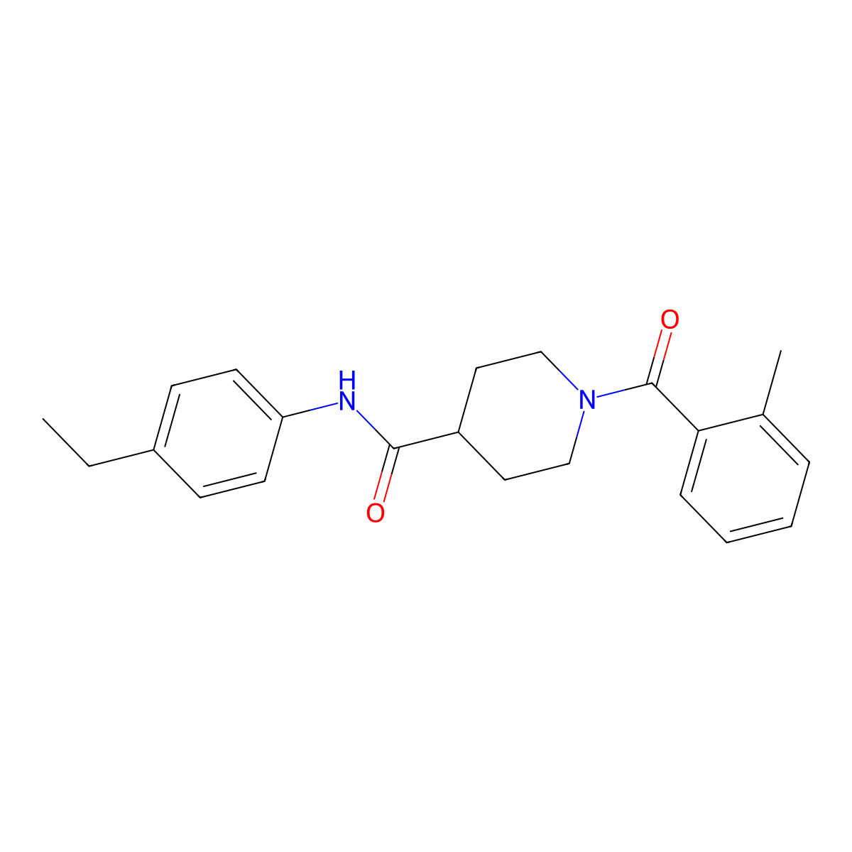 N-(4-ethylphenyl)-1-(2-methylbenzoyl)piperidine-4-carboxamide molecular structure, CAS 591238-77-6